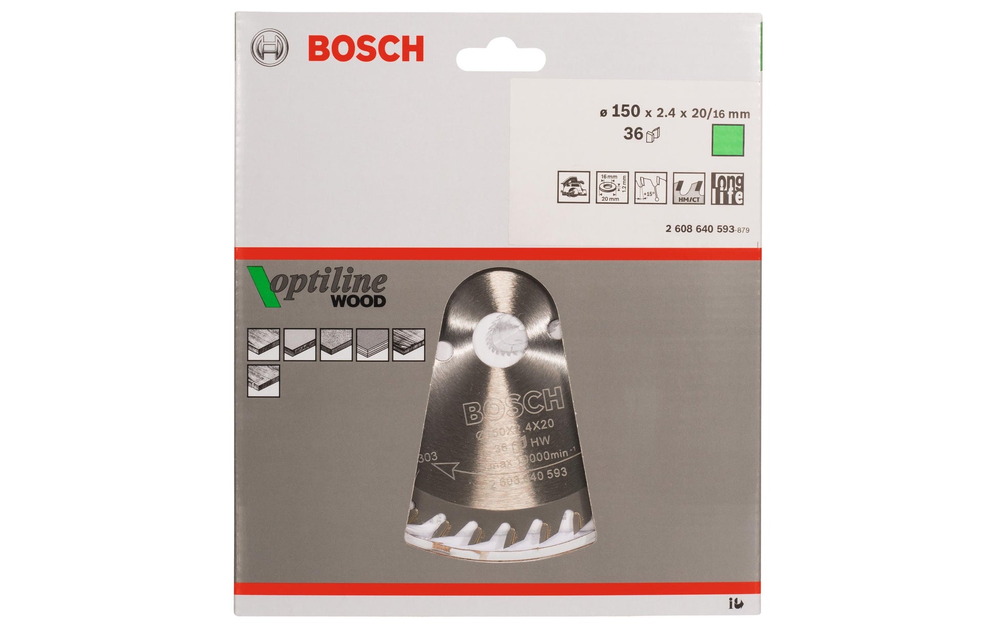 Bosch Professional – Kreissägeblatt, Optiline Wood, 2 608 640 593, 150 mm