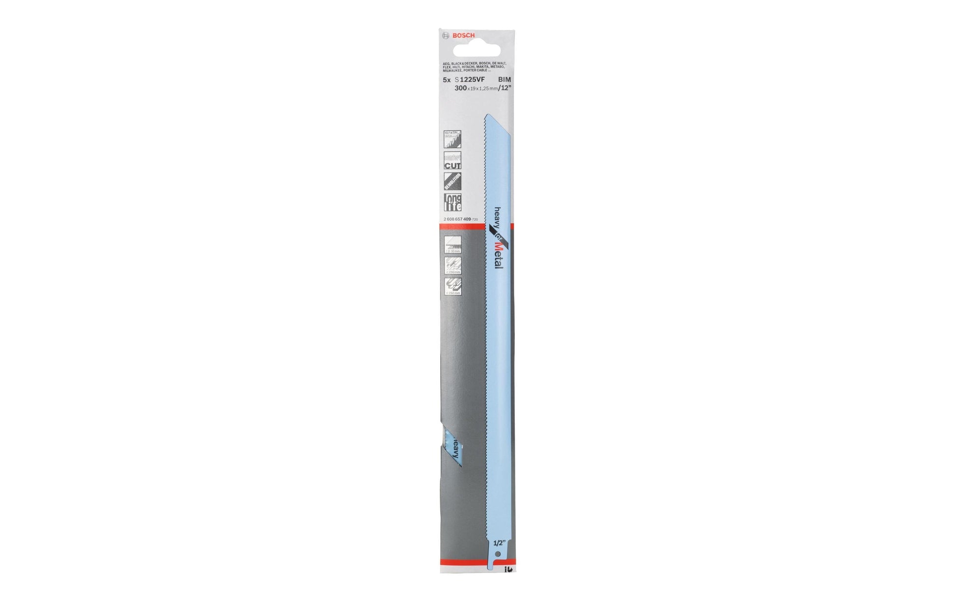 Bosch Professionelles Säbelsägeblatt Bimetall, 10/14 TPI, Zahnteilung 1,8–2,6 mm – für Metall – 5 Stk