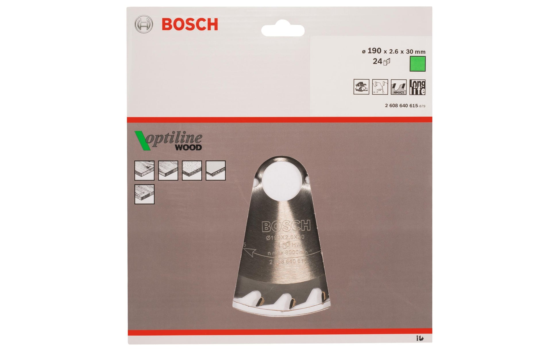 Bosch Professional – Kreissägeblatt, Optiline Wood, 2608640615, 190 mm, 1 Stk.