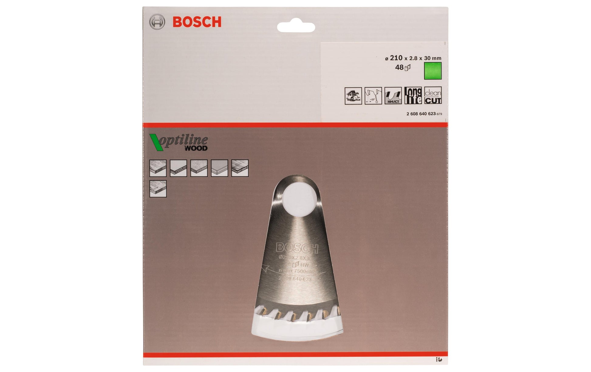 Bosch Professional – Kreissägeblatt, Optiline Wood, 210 mm × 30 mm × 2,8 mm