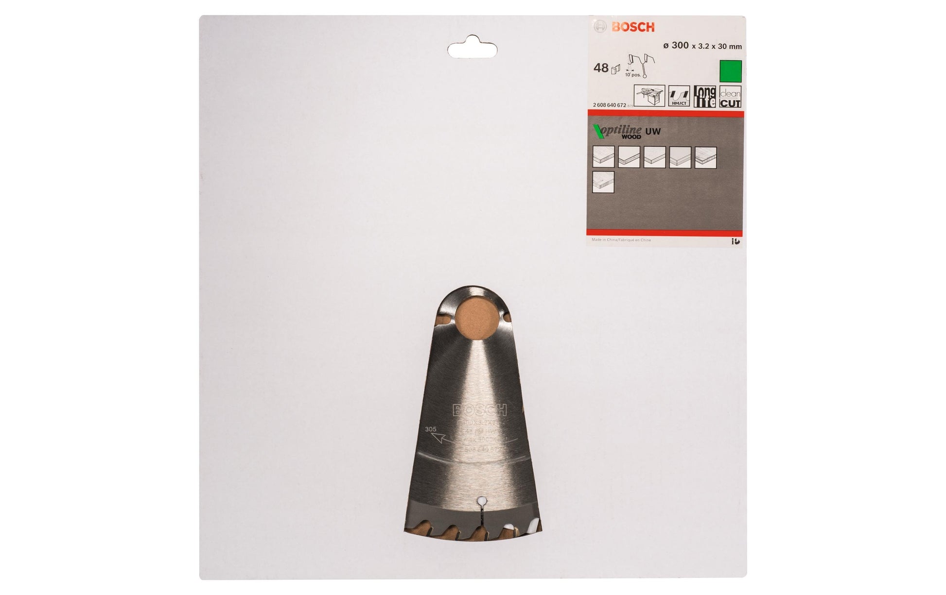 Bosch Professional – Kreissägeblatt, Optiline Wood, 2 608 640 672, 300 mm × 30 mm × 3,2 mm
