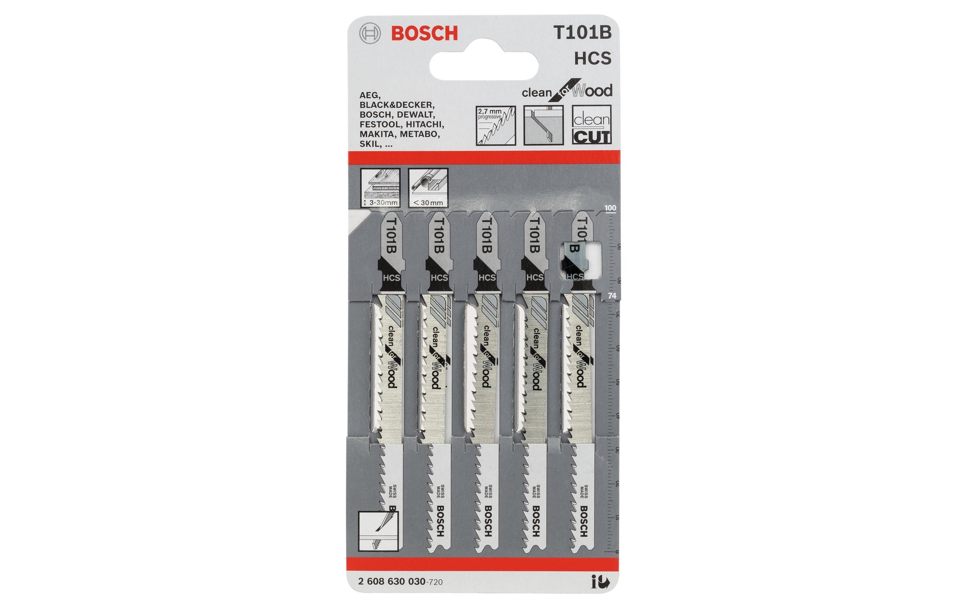 Bosch Professionelles Stichsägeblatt HCS – für Holz – 5 Stk