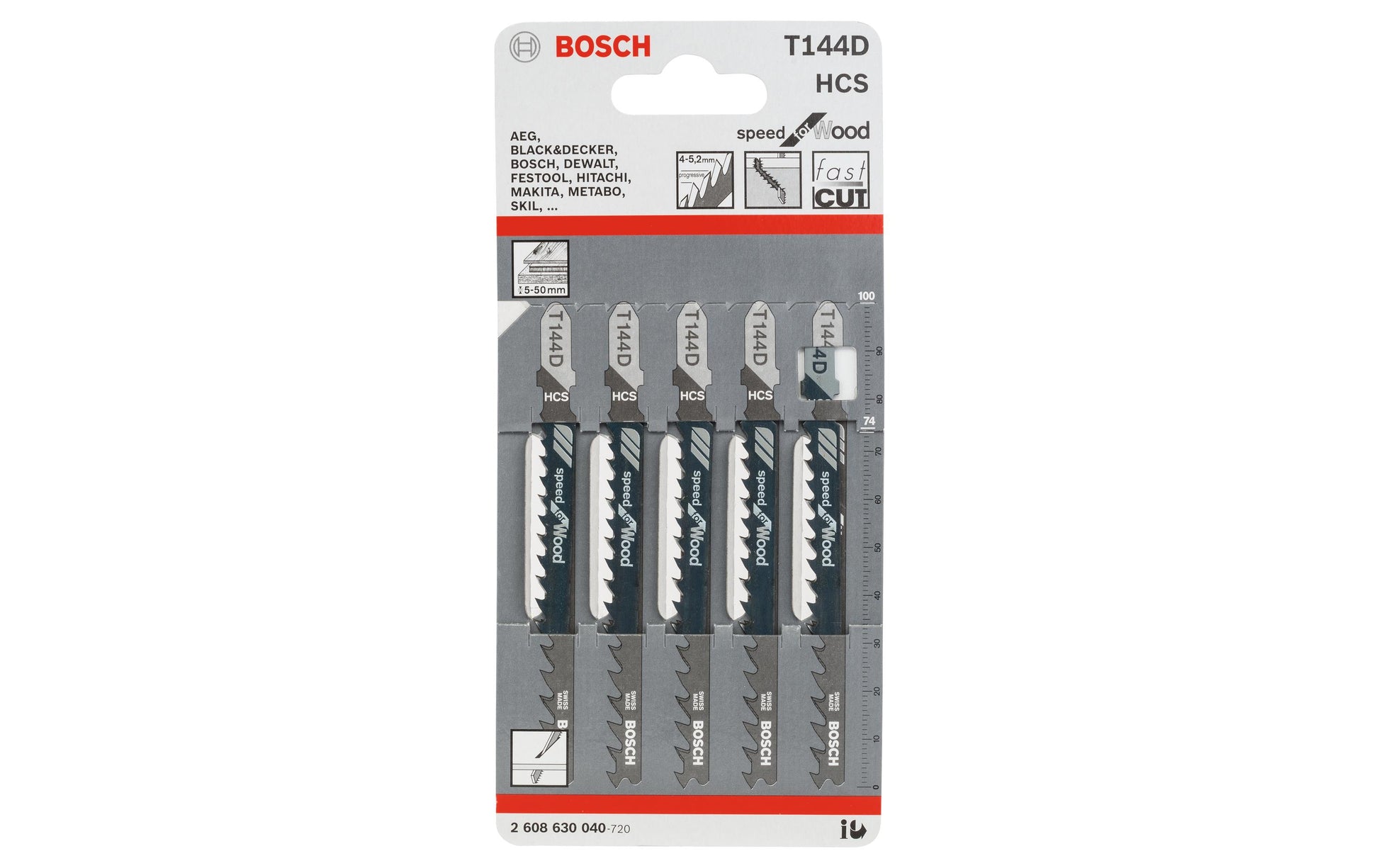 Bosch Professionelles Stichsägeblatt T 144 D – für Holz – 5 Stk