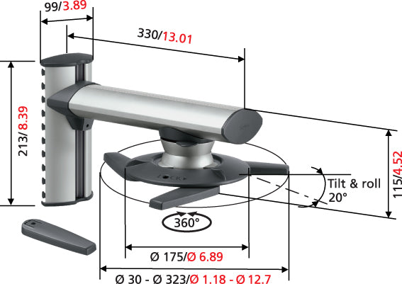 Vogel's EPW-6565 Projektor-Wandhalterung – Länge 3,0–32,3 cm, 10 kg, silber