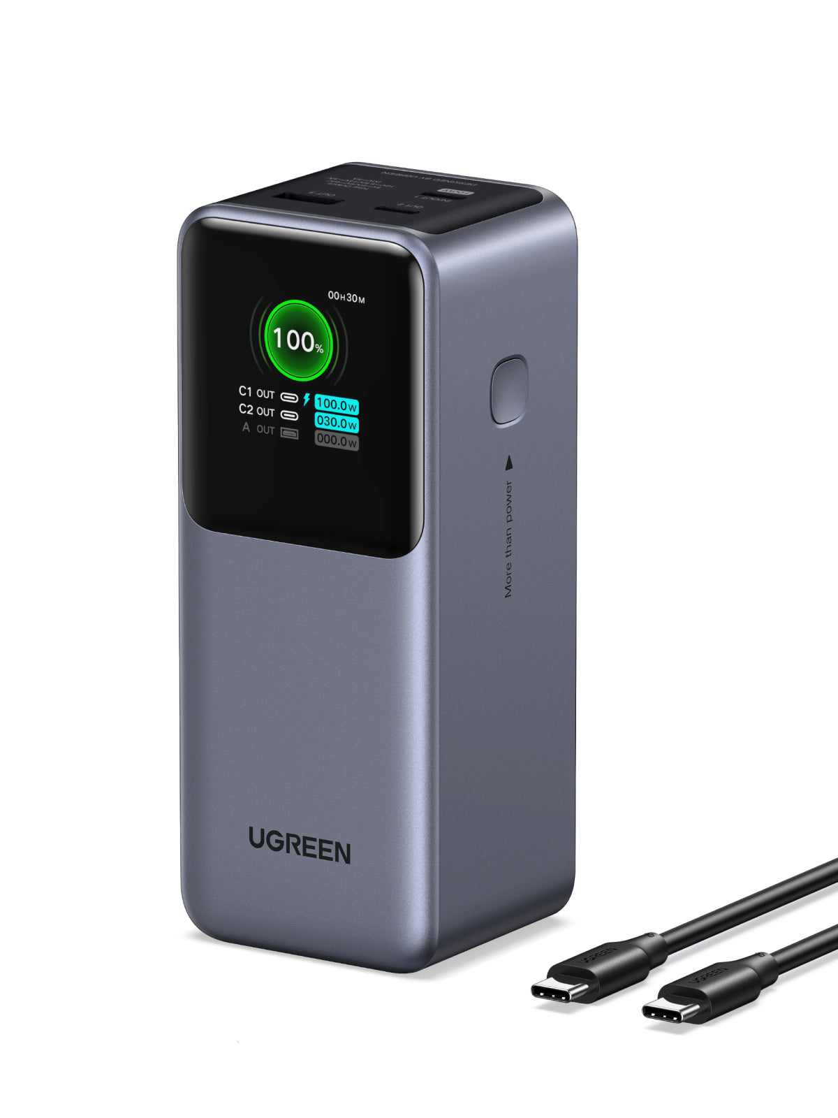 Ugreen Powerbank 20000 mAh, PD 130 W, 2× USB-C, 1× USB-A, für Laptops und Smartphones