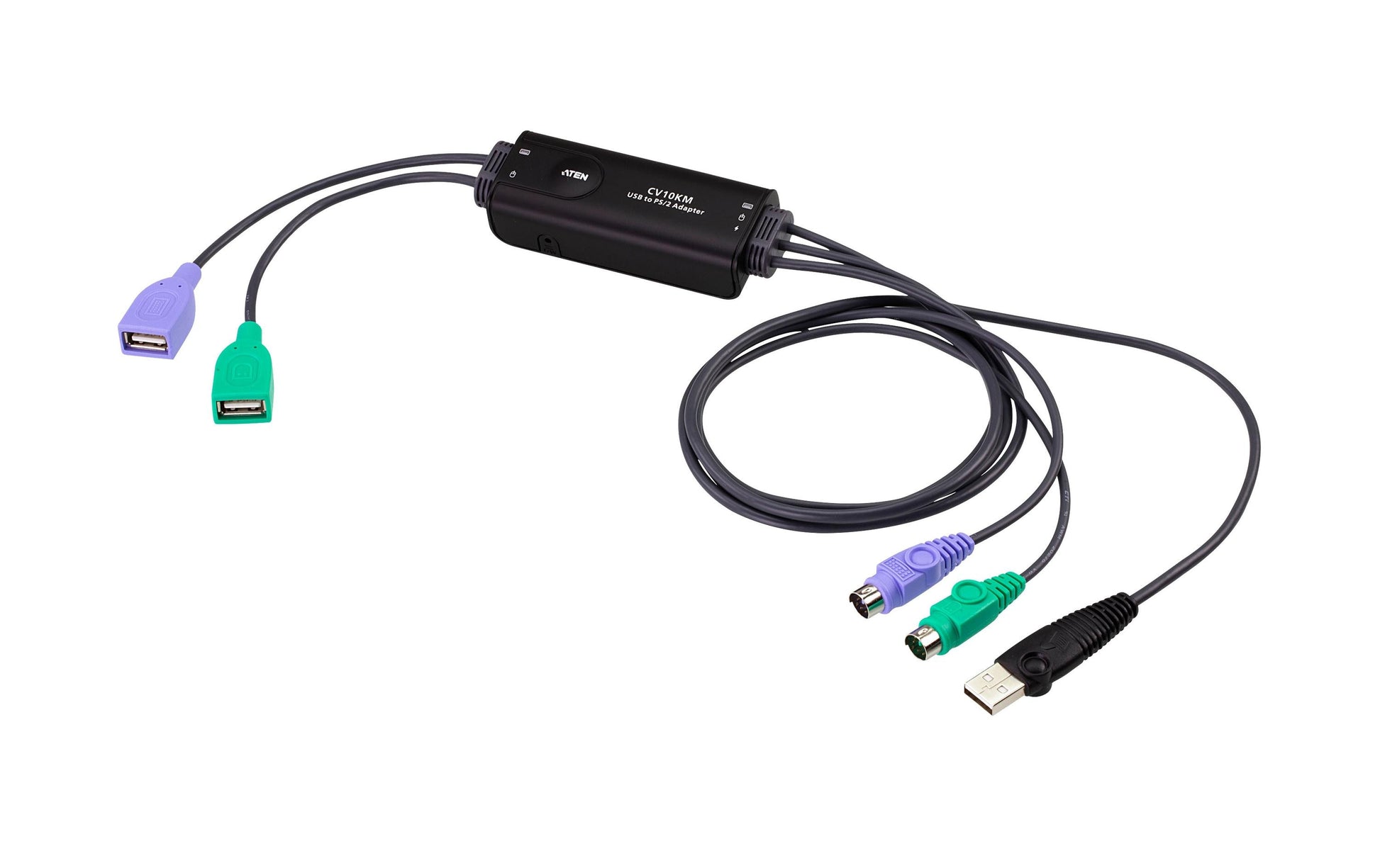 ATEN CV10KM Adapter USB zu PS/2 – USB 2.0 (480 Mbit/s), 0,8 m, für Windows/Linux – Schwarz