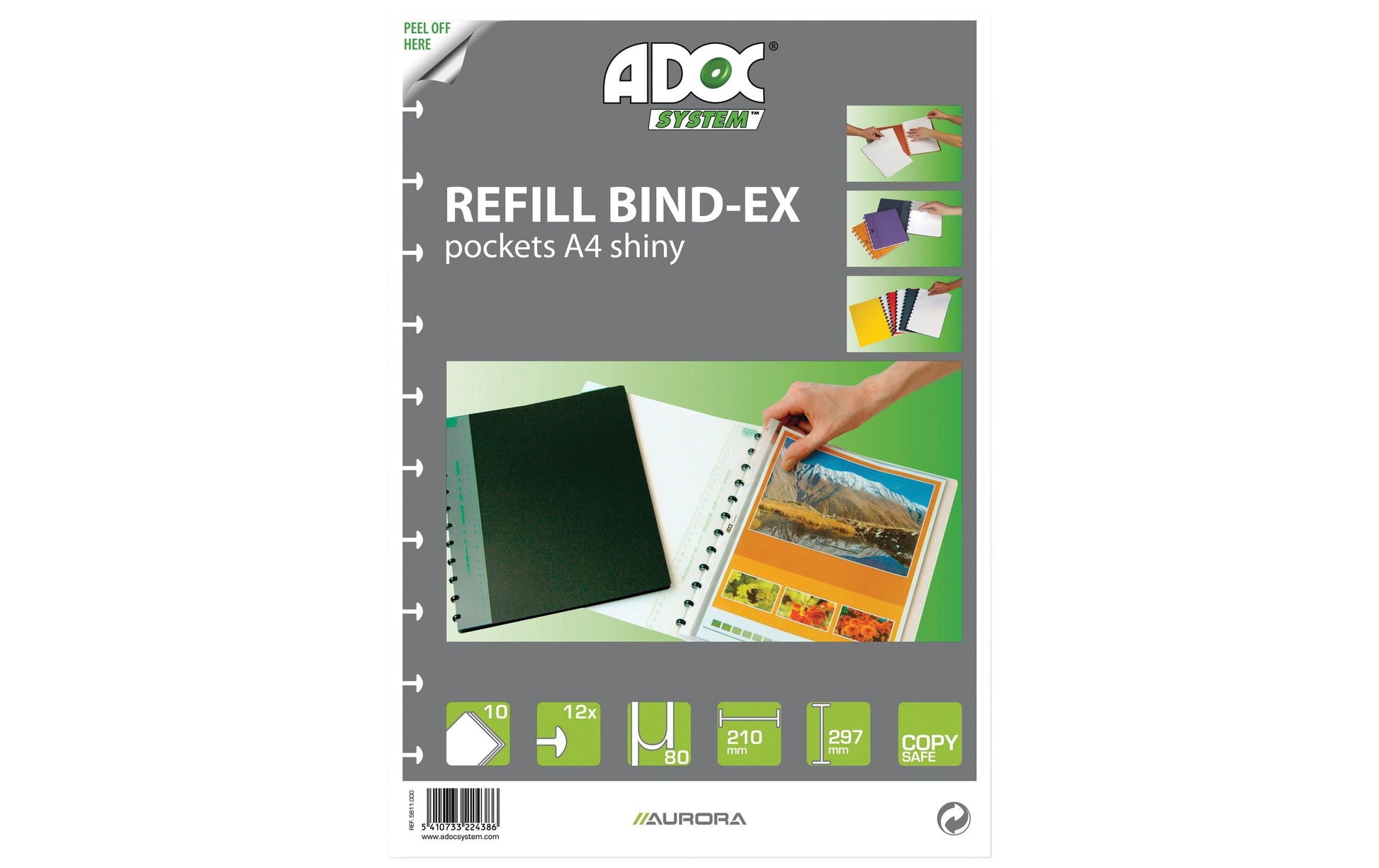 Adoc Ersatzsichttaschen – A4, glänzend, transparent, für Bind-Ex Project Aurora, 10 Stk., 80 µm