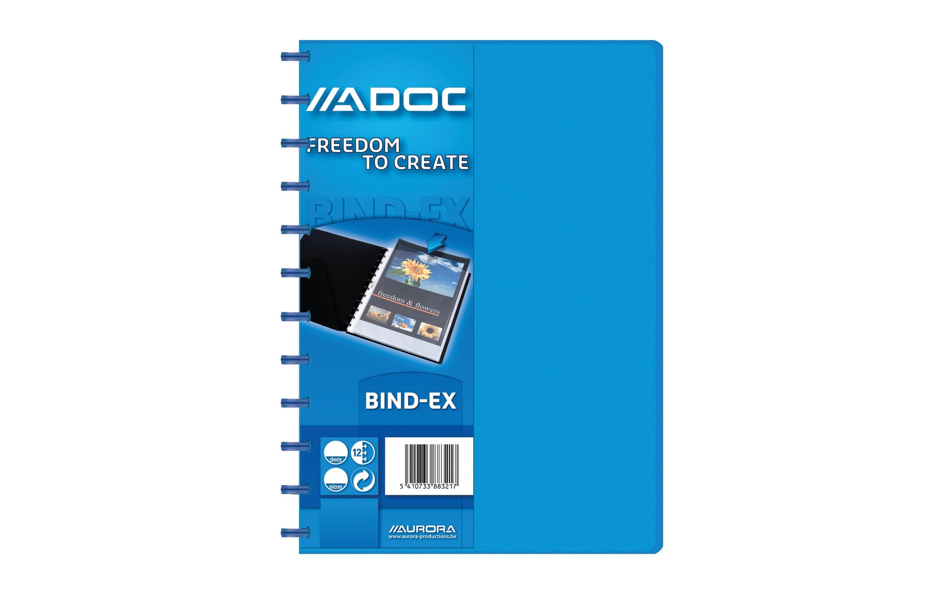 Adoc Bind-Ex Aurora Sichtbuch – 30 Sichttaschen, A4, austauschbar, genarbt, antireflex, blau, Kunststoff