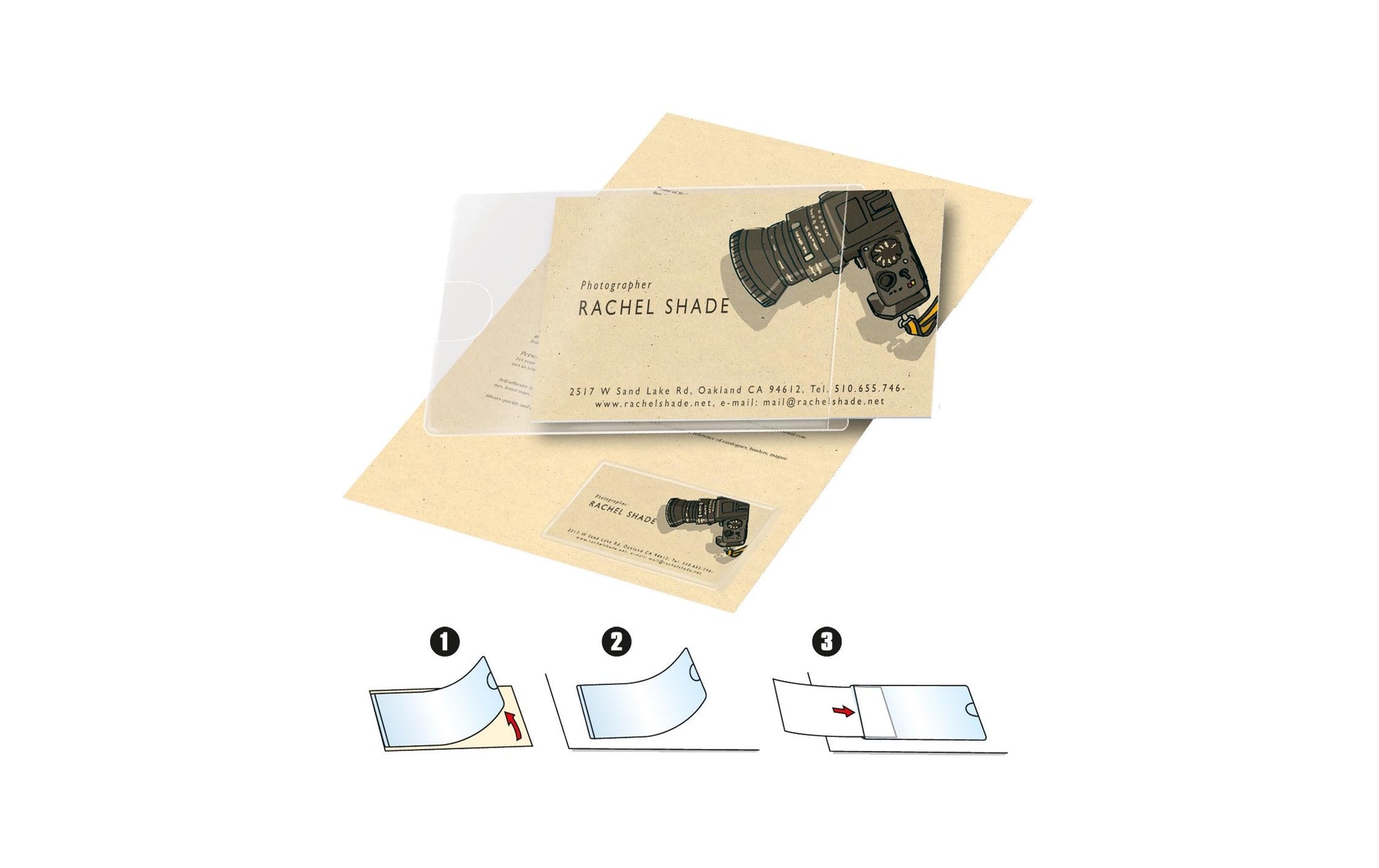 3L Visitenkarten-Zeigentaschen – für 101 × 58 mm, selbstklebend, PP, 10 Stück