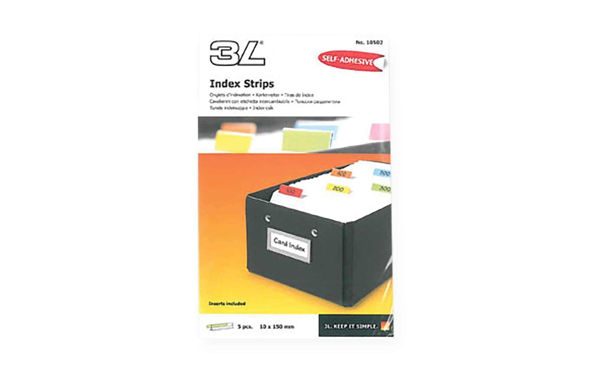 3L Register-Tabs 150 × 10 mm – blanko, 5 Tabs, PET, mehrfarbig, selbstklebend