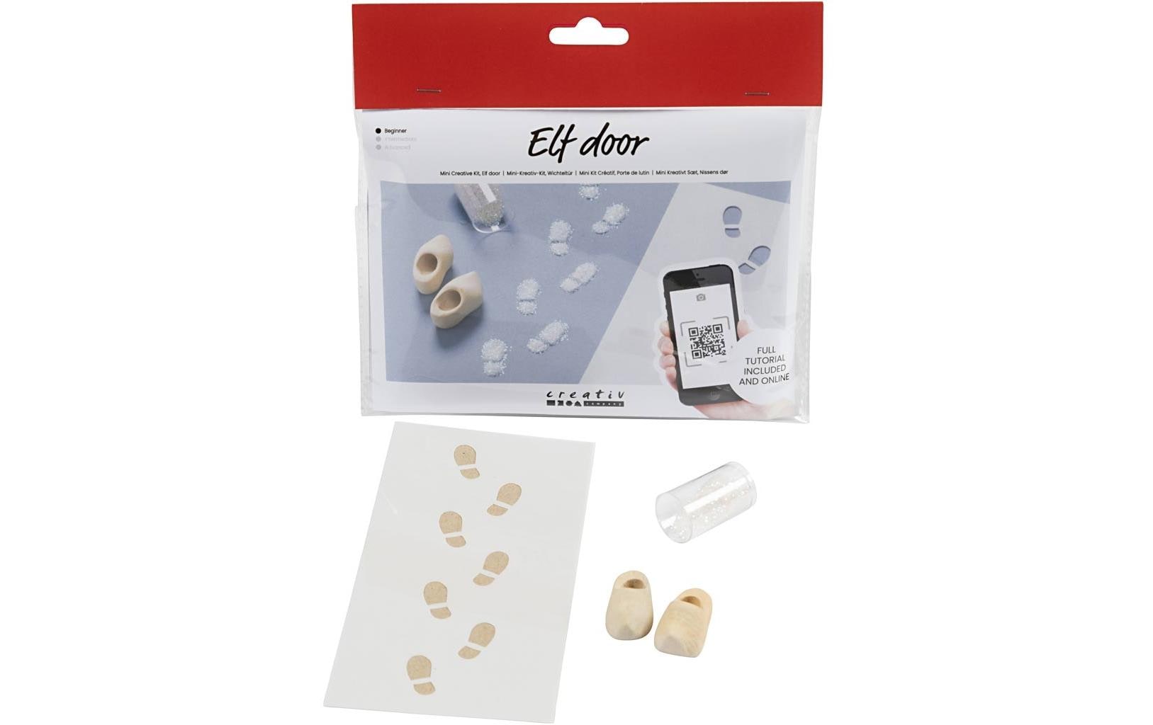 Creativ Company Bastelset – Elfentür / Wichteltür Szene, Weihnachten – Sperrholz, Mehrfarbig