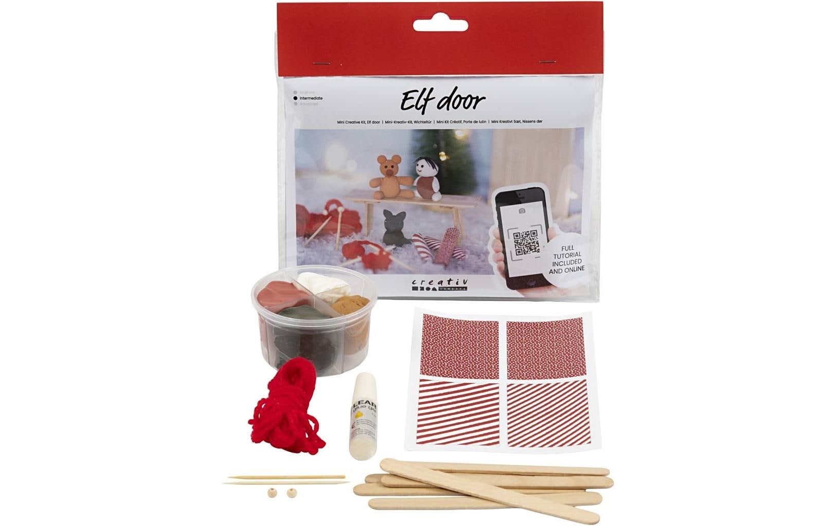 Creativ Company Elfentür / Wichteltür Szene – Bastelset – Wichtel – Weihnachten – Mehrfarbig