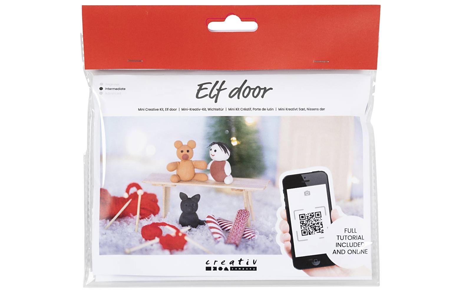 Creativ Company Elfentür / Wichteltür Szene – Bastelset – Wichtel – Weihnachten – Mehrfarbig