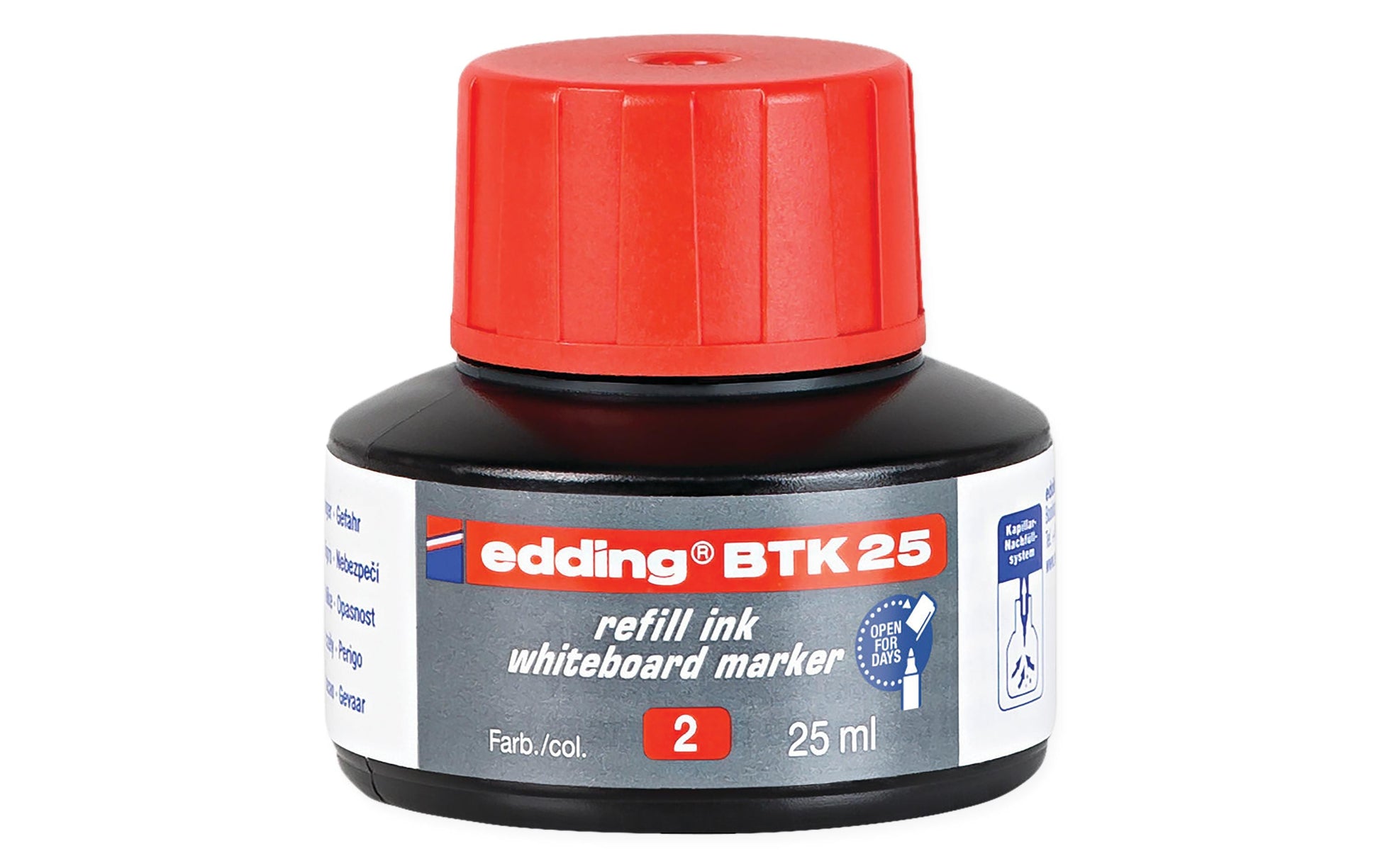 Edding Board Marker Tusche für Edding 250, 28, 29 + 3 weitere – rot, löschbar, 25 ml