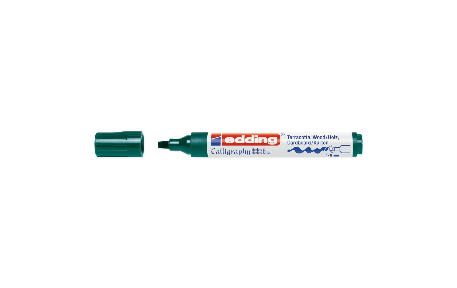 Edding 1455 Kalligraphiemarker – Keilspitze 1–5 mm – Grün – für Kanvas, Karton und Papier