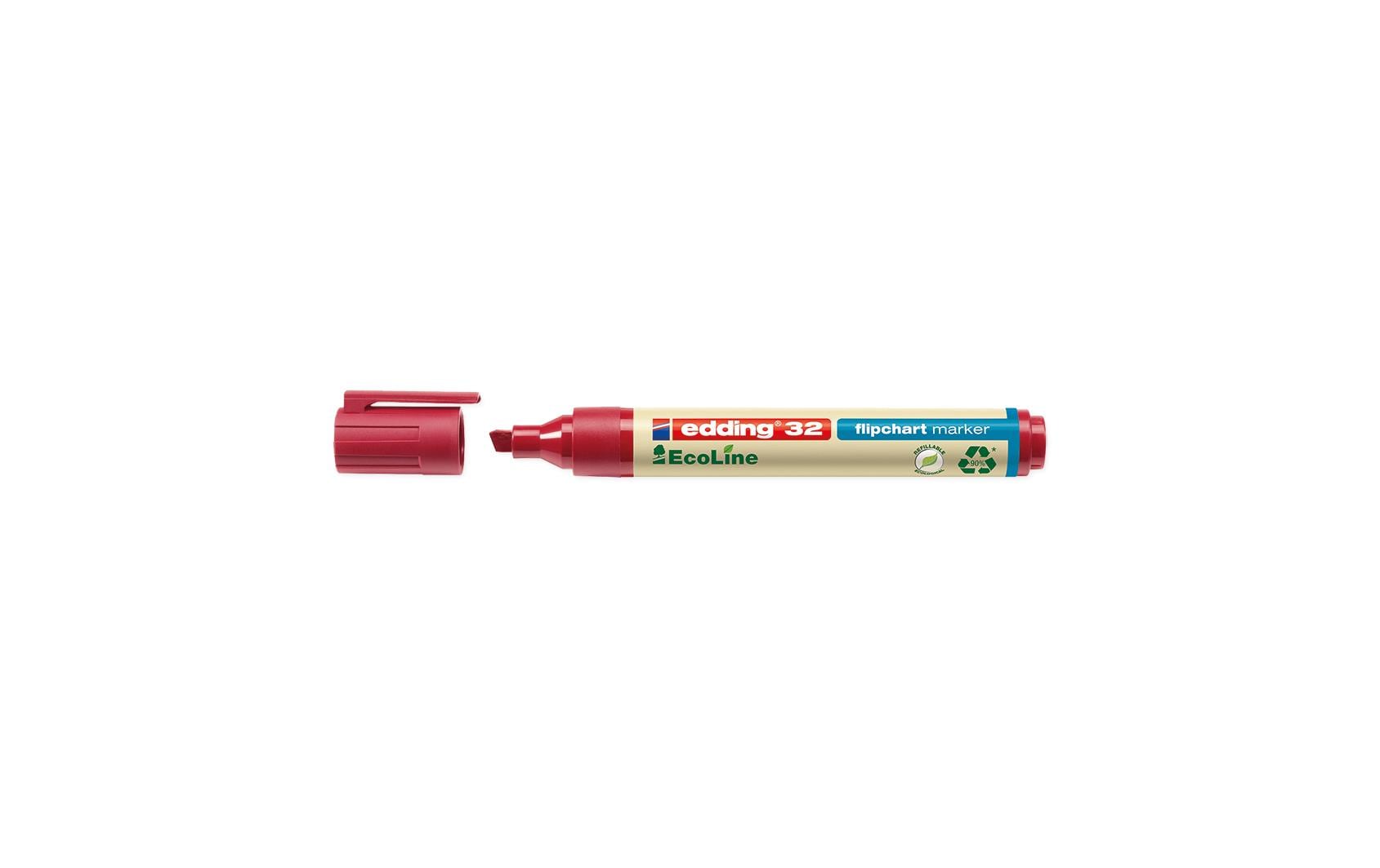 Edding Flipchart-Marker 32 EcoLine – Keilspitze 1,5-5 mm – Rot – nachfüllbar