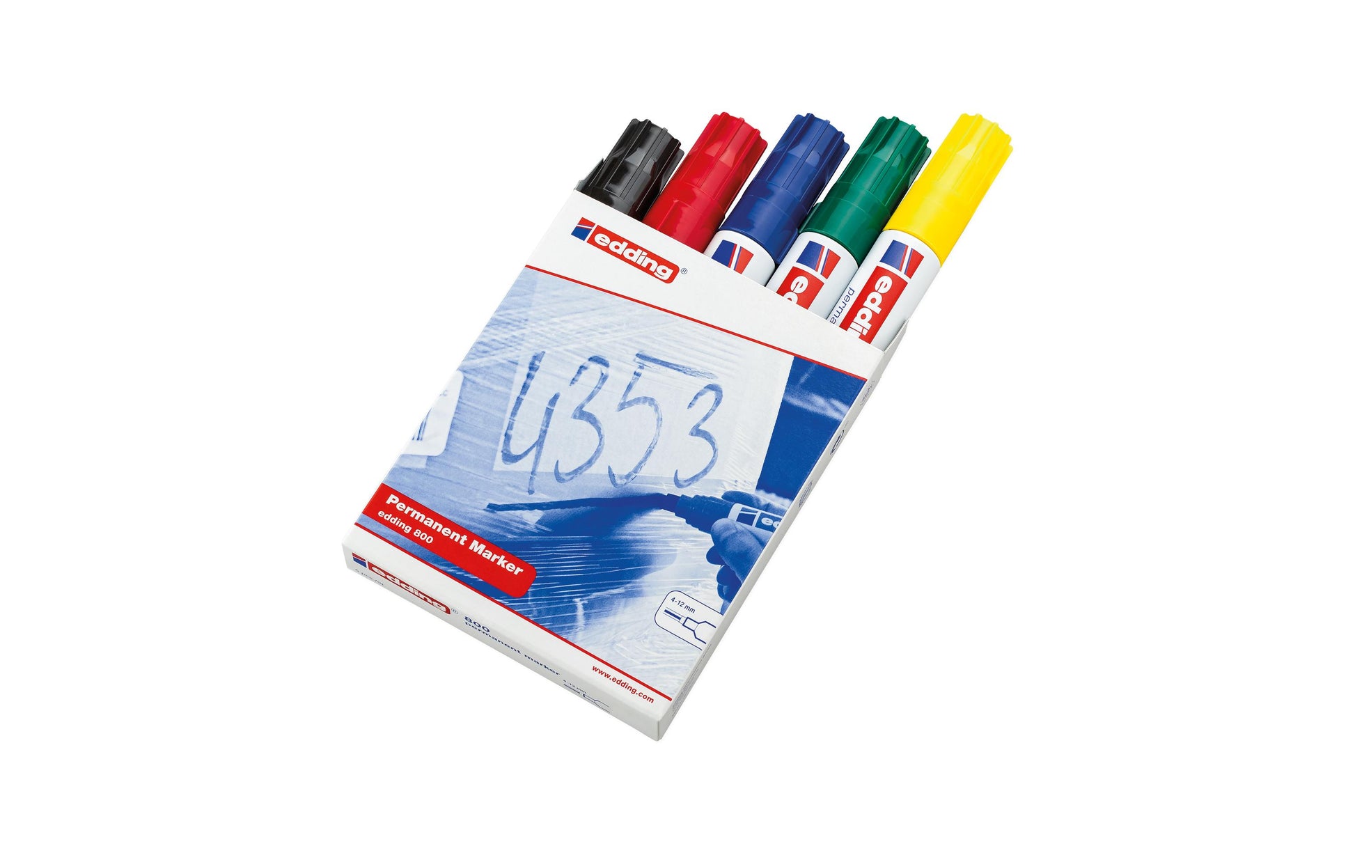 Edding Permanentmarker für Karton, Glas, Leder u. a. – mehrfarbig, 5er Set