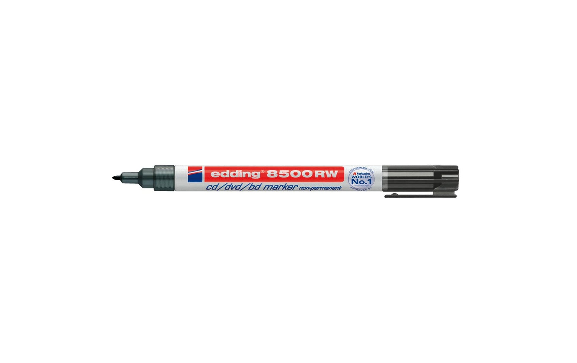 Edding 8500 RW Non-Permanent – 1 mm, Schwarz – Feucht Abwischbar, Geruchsarm – für CDs, DVDs & Blu-ray-Discs