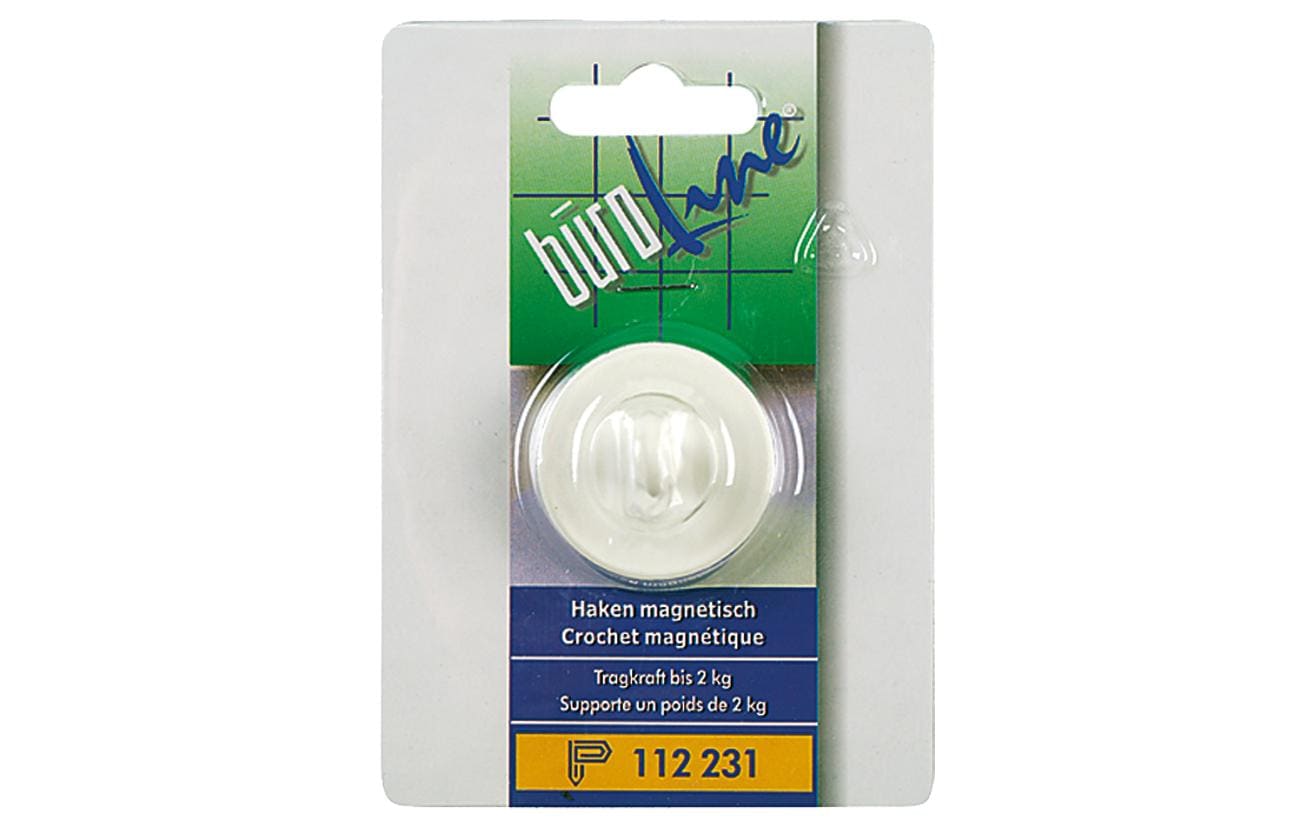 Buroline Büroline Magnethaken – Hakenmagnet, Ø 37 mm × 10 mm, 1 Stück, weiss