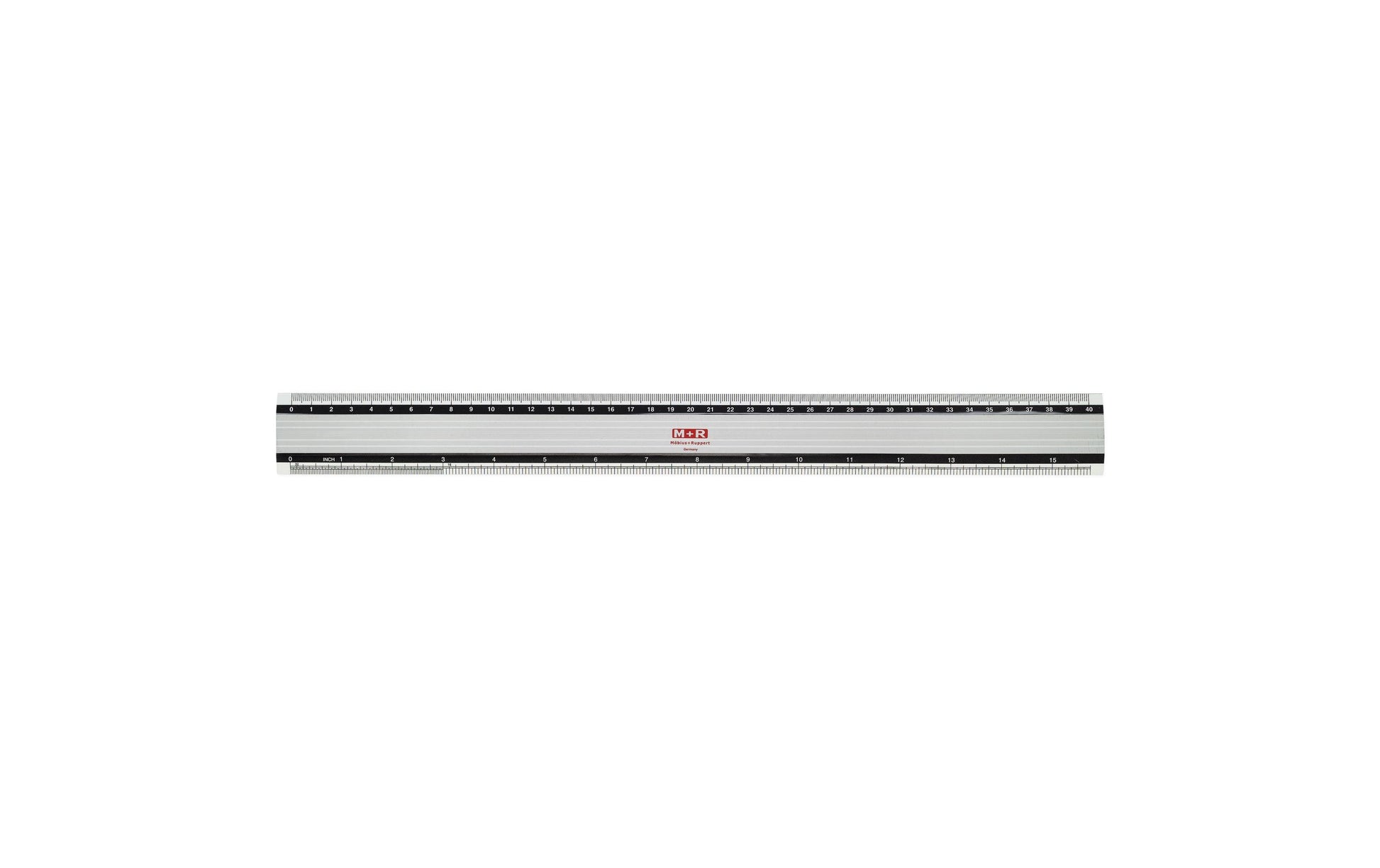 M+R Lineal – Aluminium – 40 cm – Skala cm/″ – silber