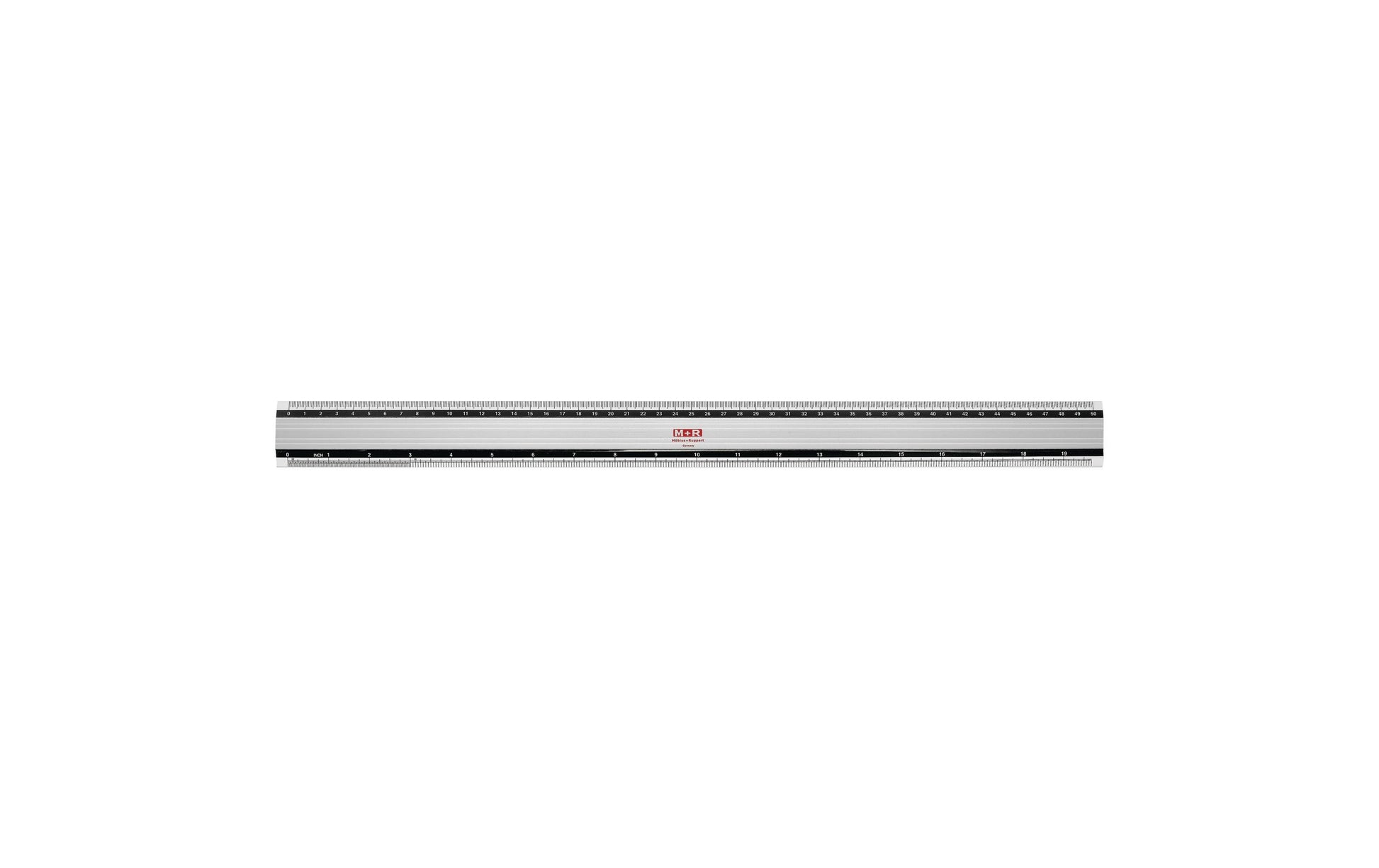 M+R Lineal – Aluminium – 50 cm – Skala cm/″ – silber