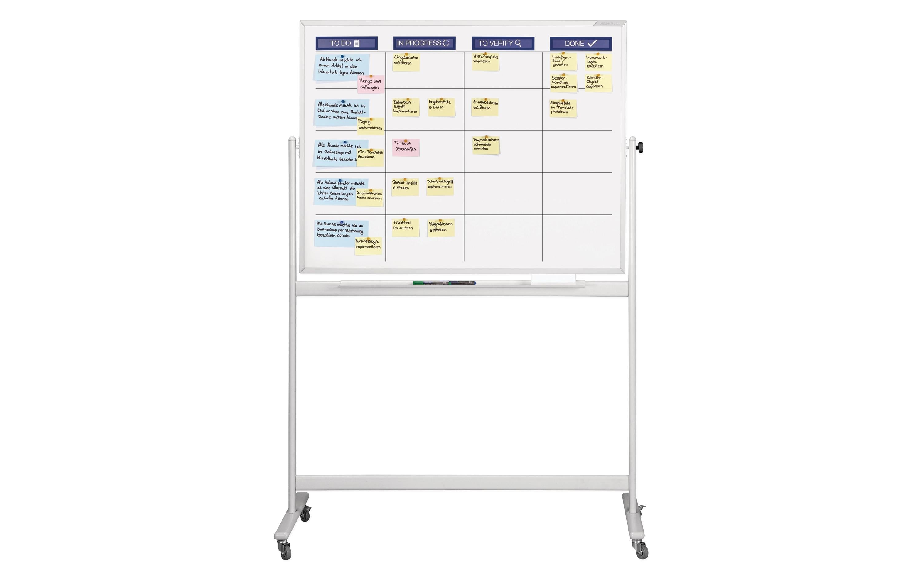 Magnetoplan Whiteboard – 120 × 90 cm, magnetisch, mobil, inkl. Zubehör