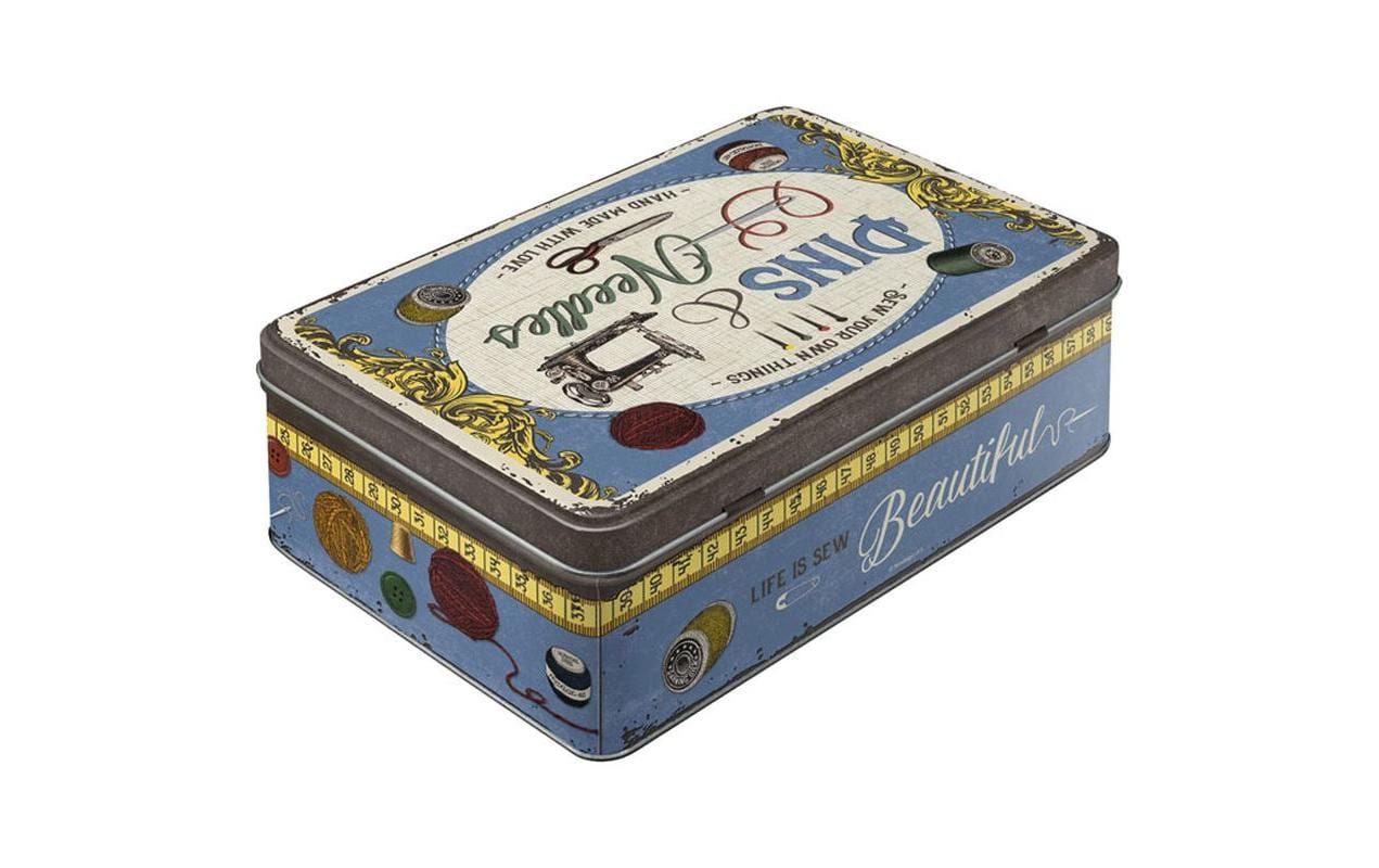 Nostalgic Art Aufbewahrungsbox 3 l (mit Deckel) – Metall – Violett/Beige – 230 × 70 × 160 mm