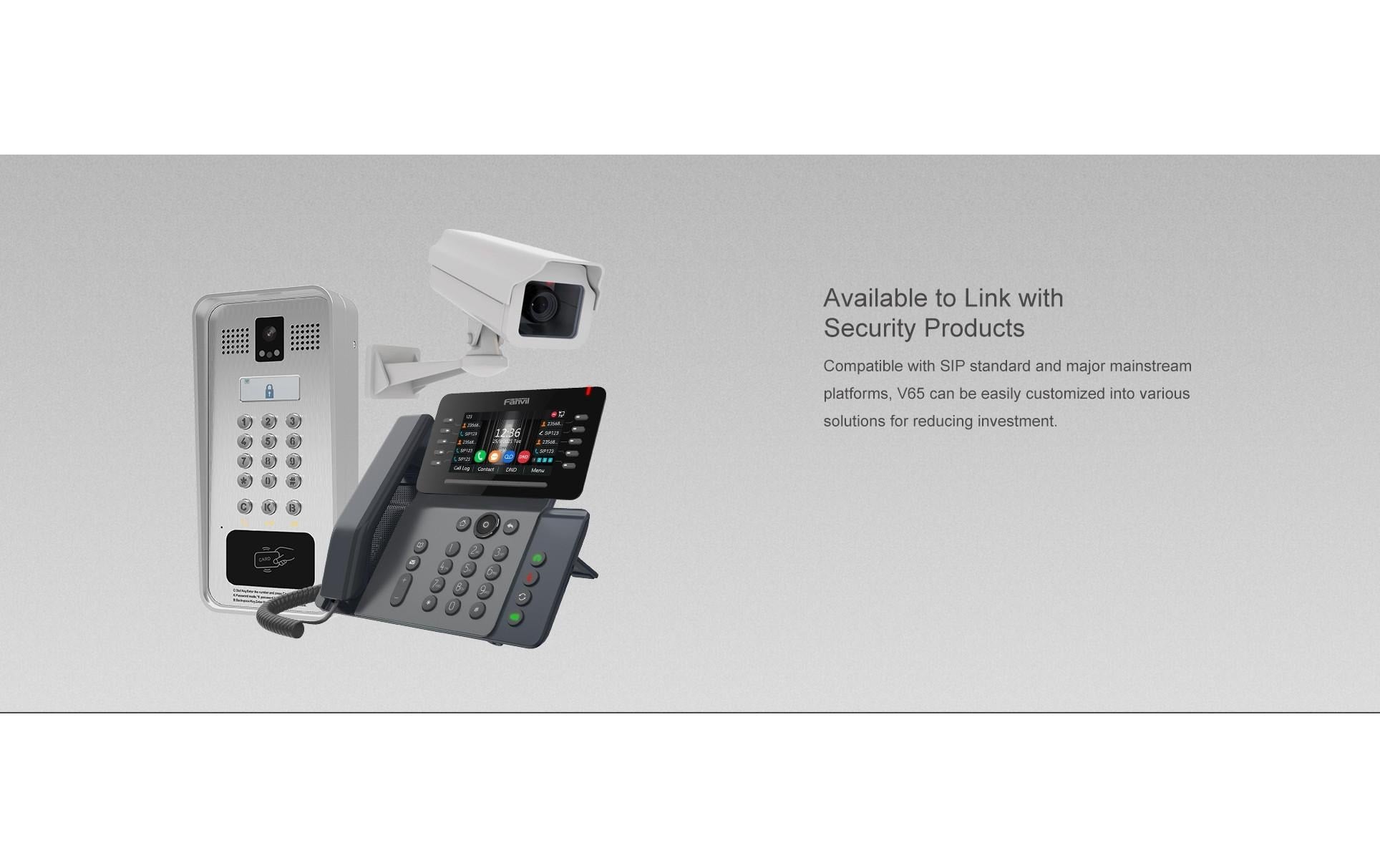 Fanvil V65 Prime – IP-Videotelefon, 20 SIP-Konten, 4,3", WLAN/BT, Gigabit, PoE, für Yeastar, Schwarz