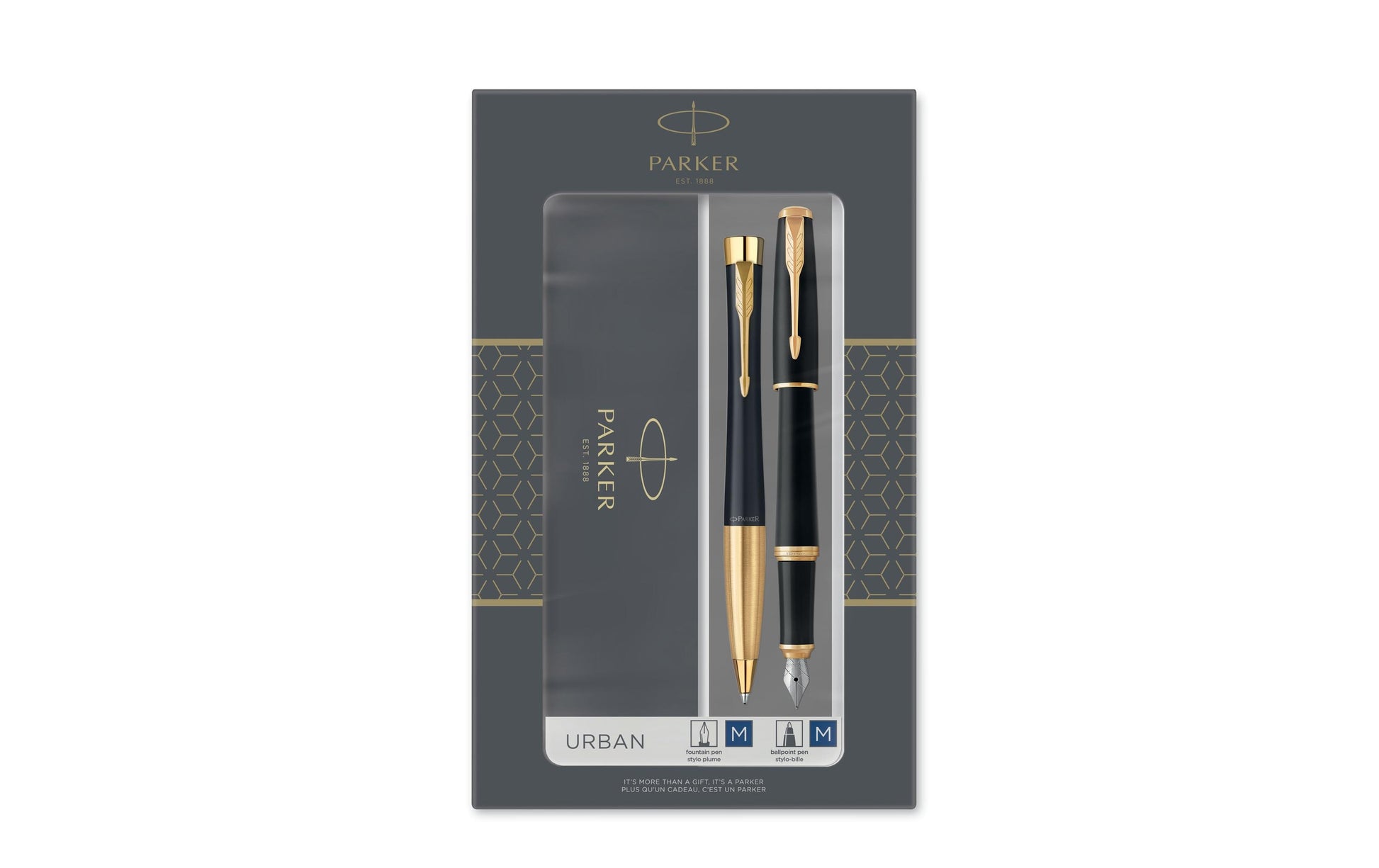 Parker DuoSet Urban Muted Black G.C. – Füllfederhalter & Kugelschreiber, Schwarz/Gold