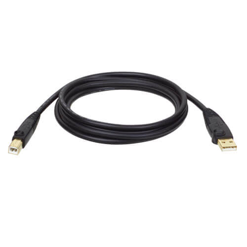 Tripp Lite USB-A auf USB-B Kabel – USB 2.0 (480 Mbit/s) – 1,8 m – Goldstecker, Geschirmt – Schwarz