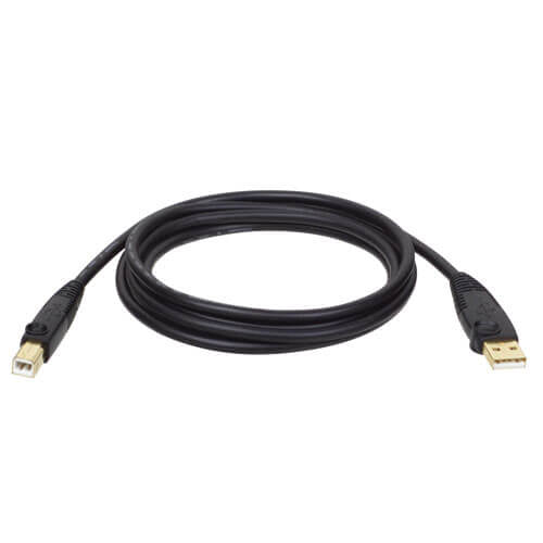 Tripp Lite USB-A auf USB-B Kabel – USB 2.0 (480 Mbit/s) – 4,5 m – Goldstecker, geschirmt – Schwarz
