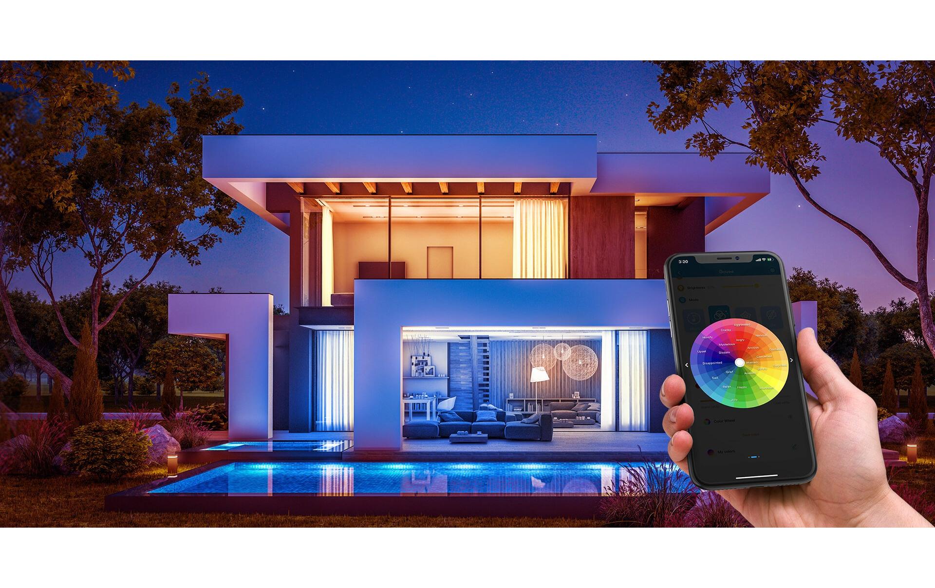 Govee LED-Strip – 10 m, RGB, WiFi/BT, für Govee Home App, weiss