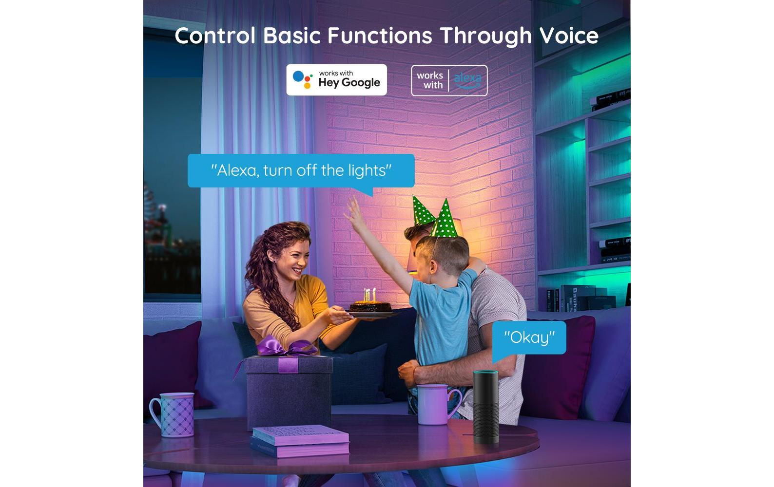 Govee LED-Strip – 10 m, RGB, WiFi/BT, für Govee Home App, weiss