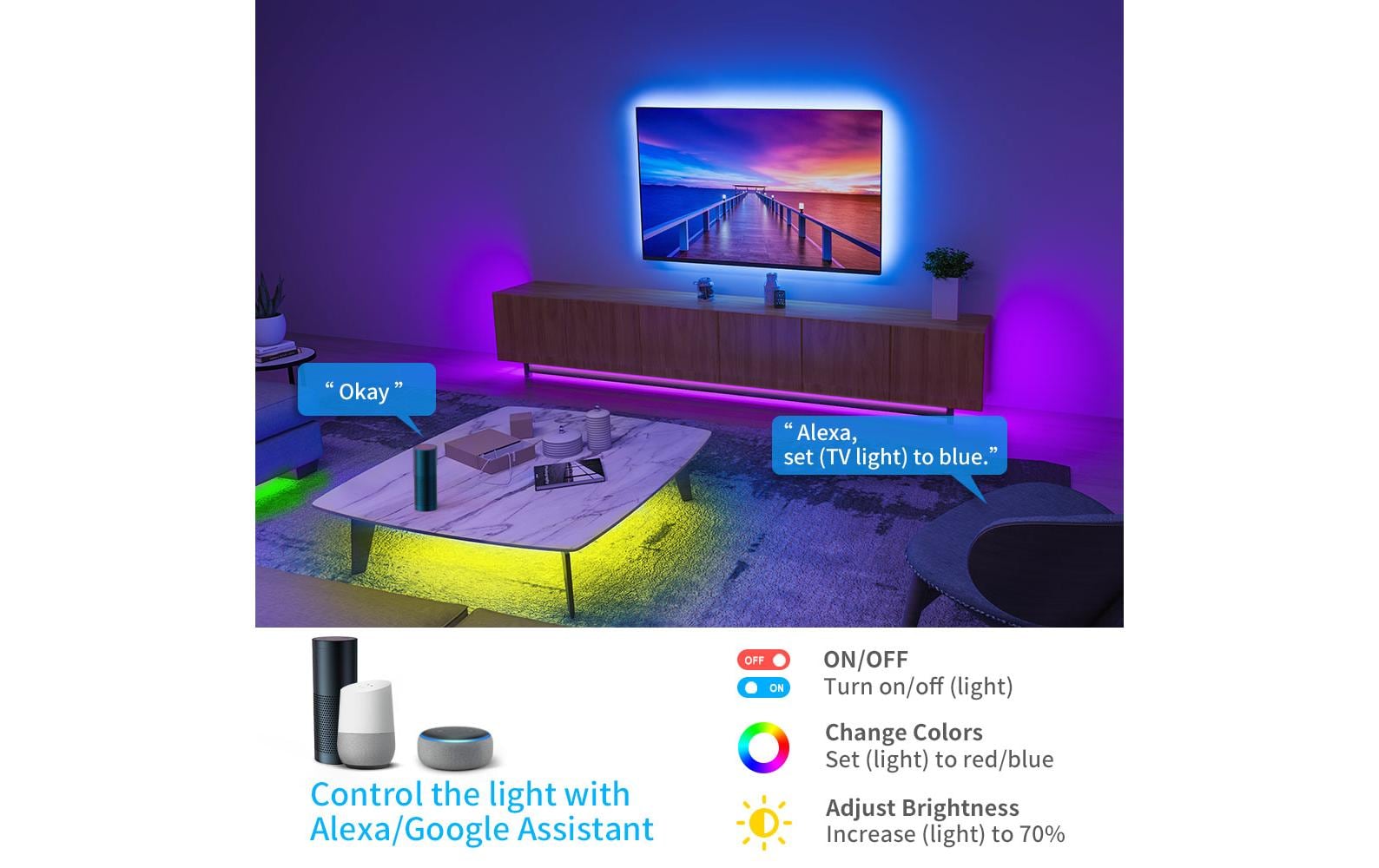 Govee LED-Strip – 10 m, RGB, WiFi/BT, für Govee Home App, weiss