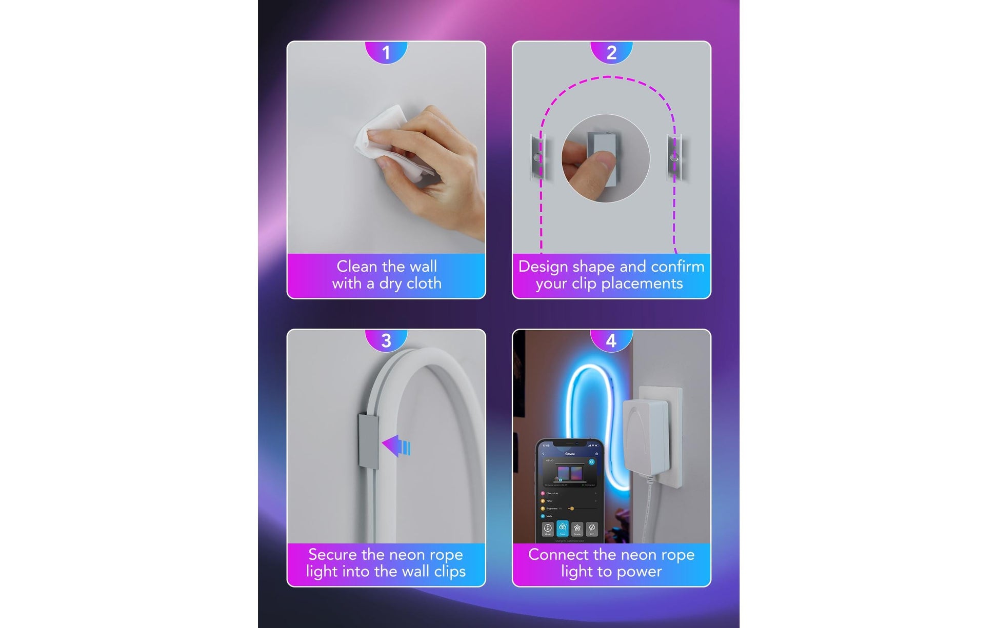 Govee LED-Strip – 3 m, 173 lm, 36 W, RGBIC, WiFi/BT, Matter, für Alexa, weiss