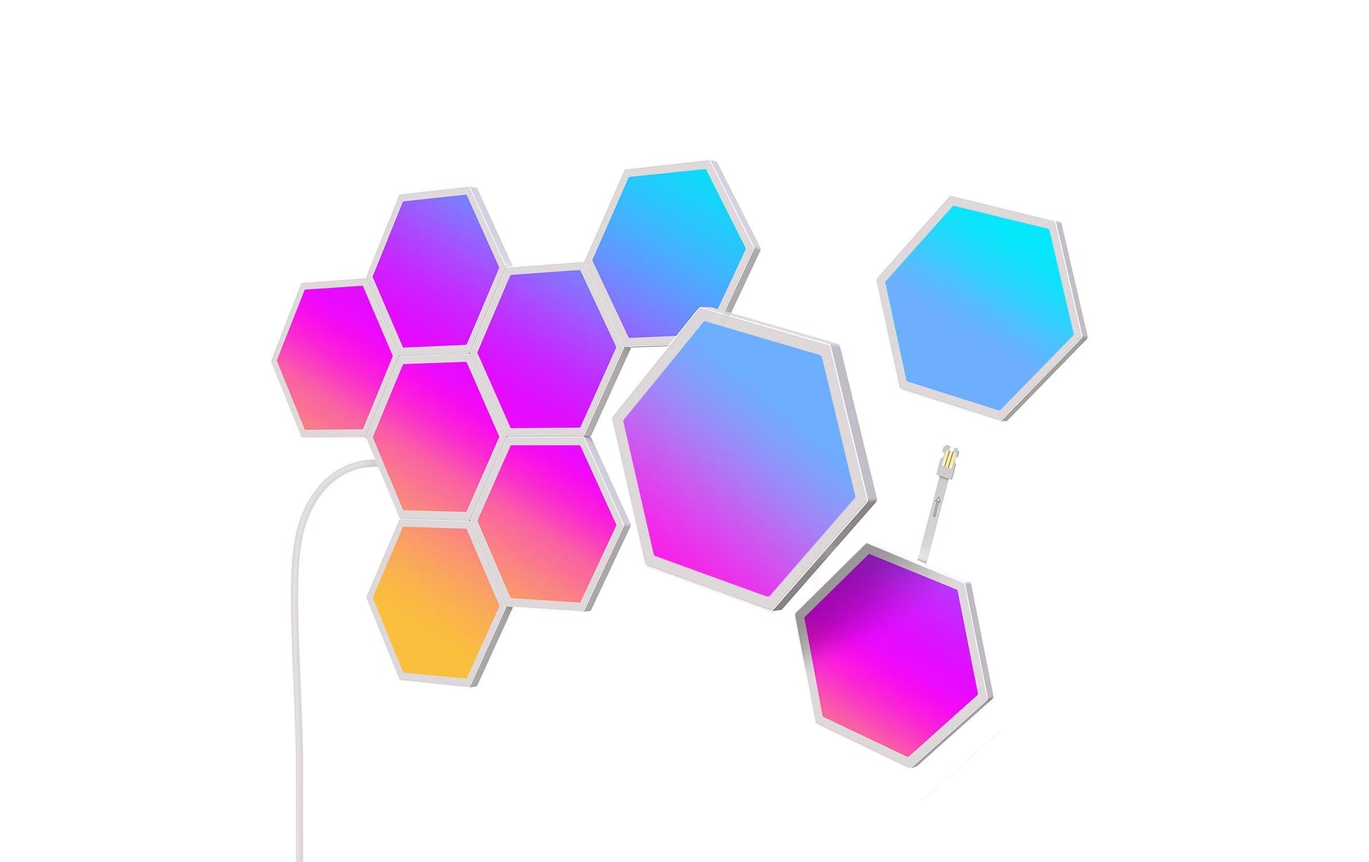 Govee Panel LED Glide Hexa 10er-Set – WLAN, Bluetooth, für Alexa & Google – RGBIC – 36 W – Weiss