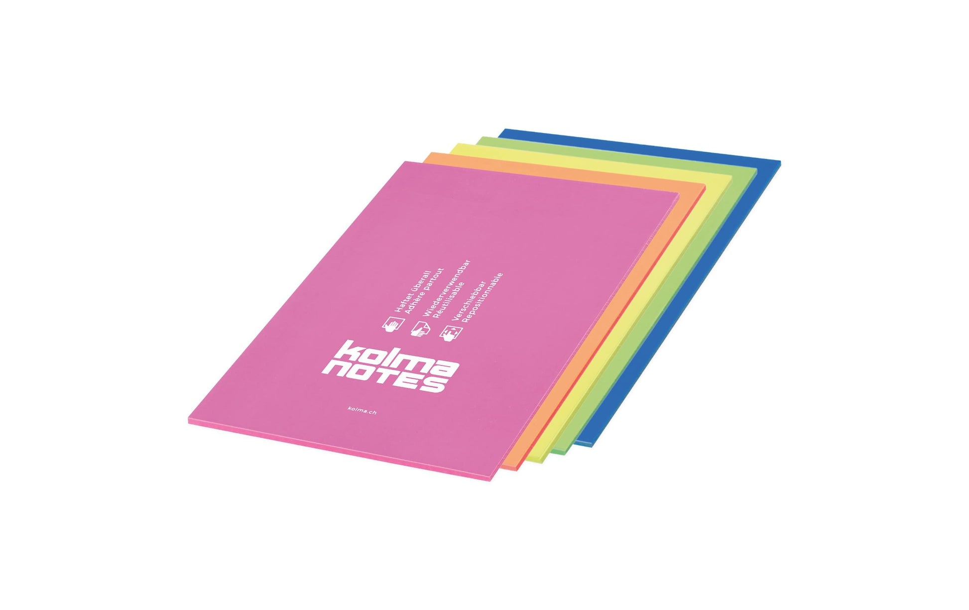 Kolma Haftnotizen – 148×210 mm – sortiert, 10×50 Blatt, elektrostatisch, recyclingfähig