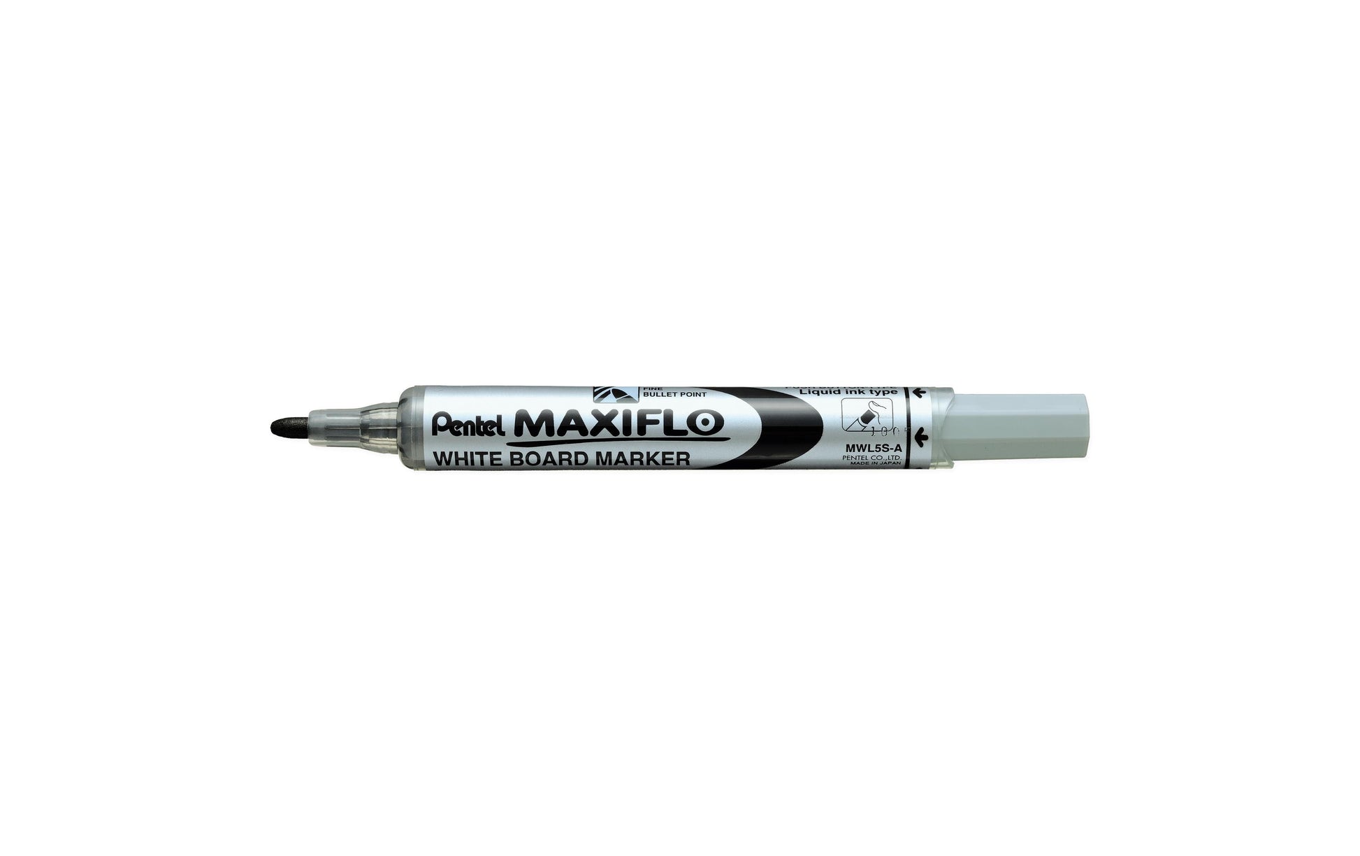 Pentel Whiteboard-Marker Maxiflo MWL5S – Konische Spitze 4 mm – Schwarz – Trocken abwischbar