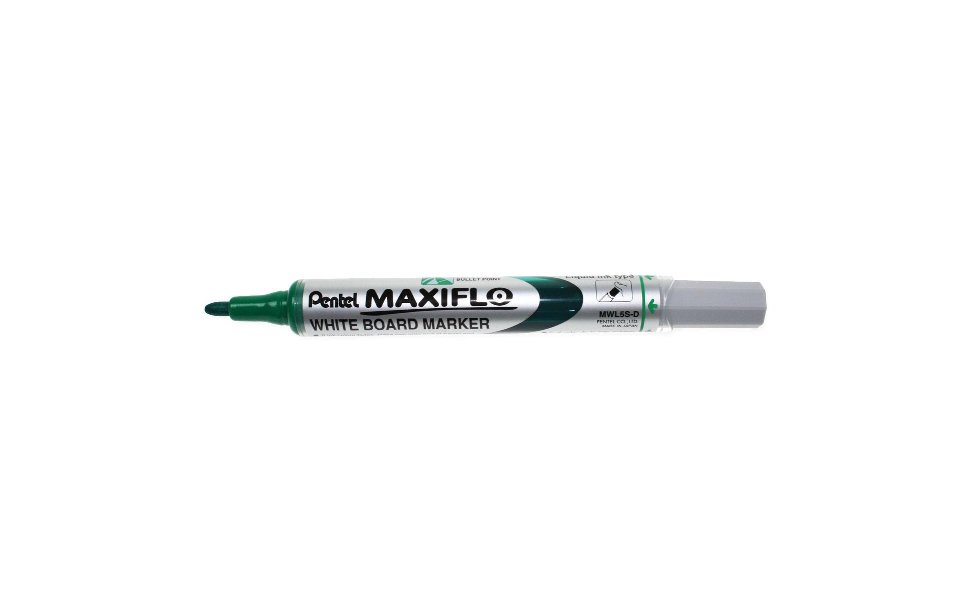 Pentel Whiteboard-Marker Maxiflo MWL5S – Konische Spitze 4 mm – Grün – Trocken abwischbar