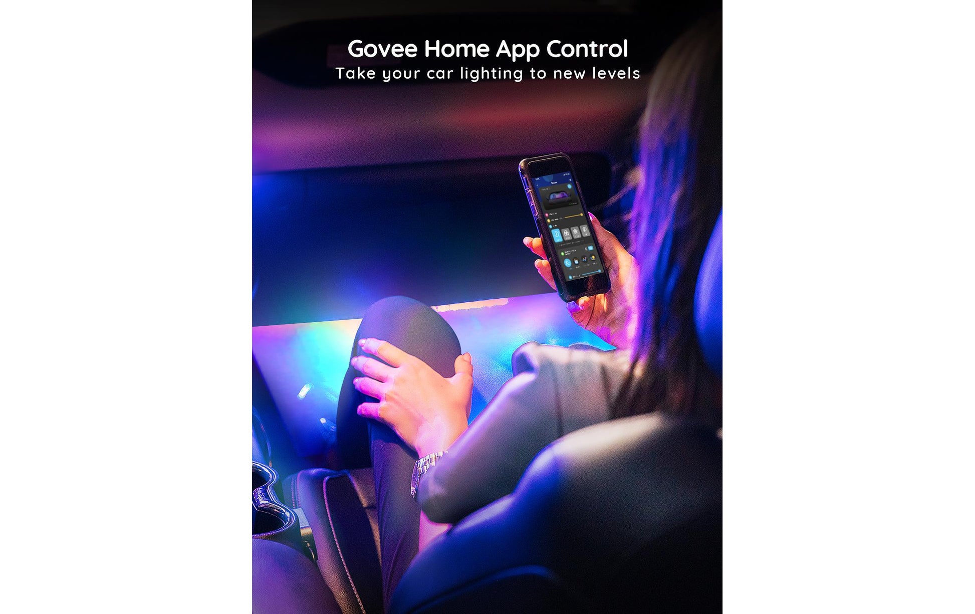 Govee Fahrzeug-Leuchtstreifen – 4er Pack, 0,3 m, 18 W, RGBIC, BT, Govee App, 12 V Zigarettenanzünder-Stecker