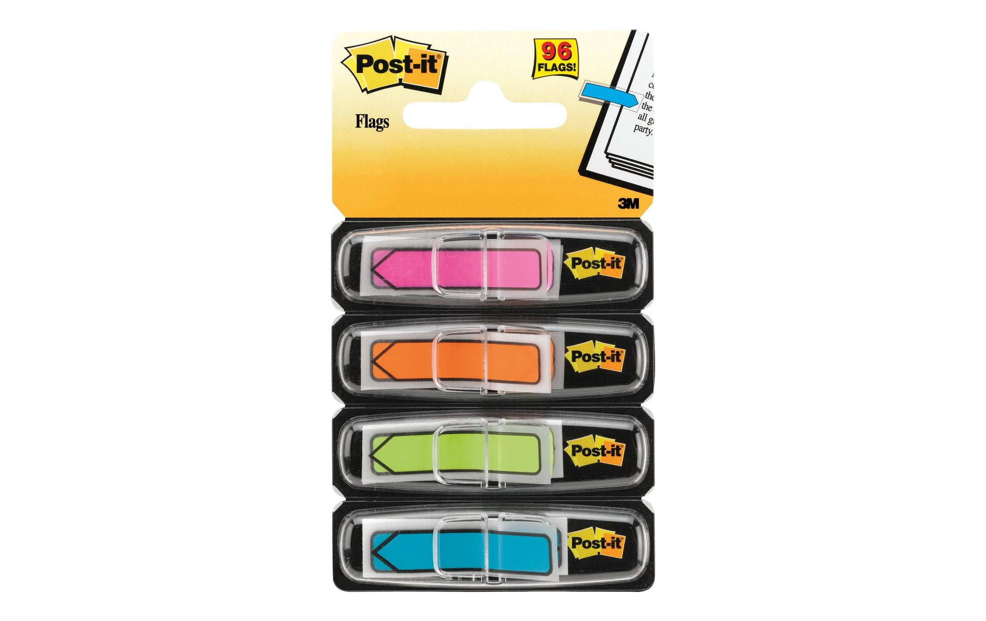 Post-it Schmale Indexstreifen – 11,9×43,2 mm – sortiert, 4×24 Stück, mit Dispenser