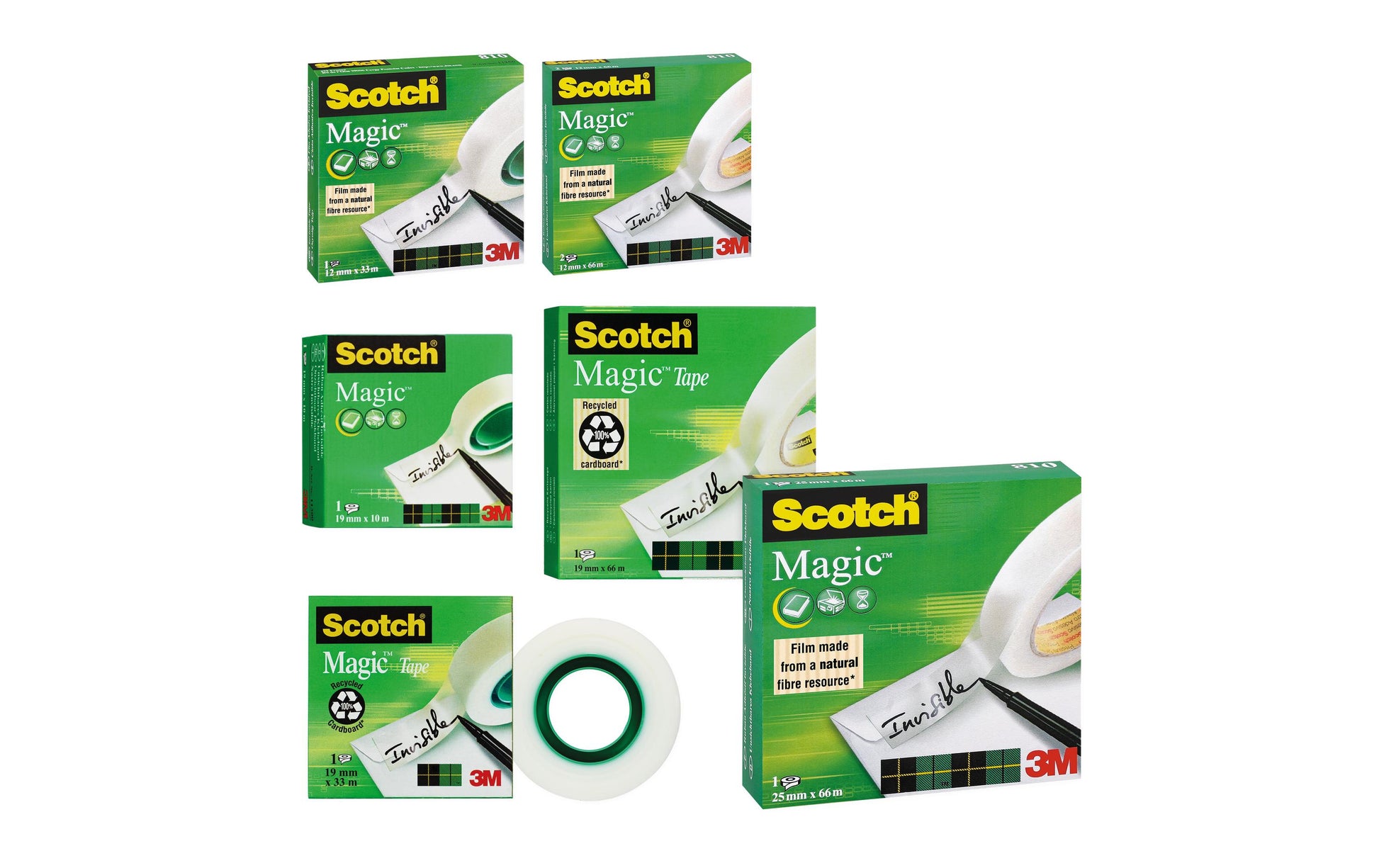 Scotch Büro-Klebeband Magic 810 – matt, beschriftbar, 19 mm × 10 m, Kern Ø 25 mm