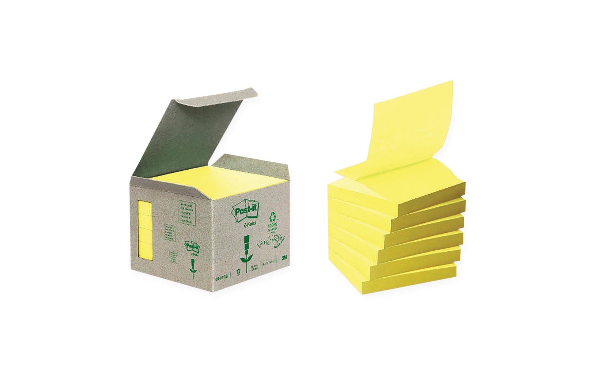 Post-it Haftnotizen Recycling Tower – 76×76 mm – gelb, 6×100 Blatt, PEFC