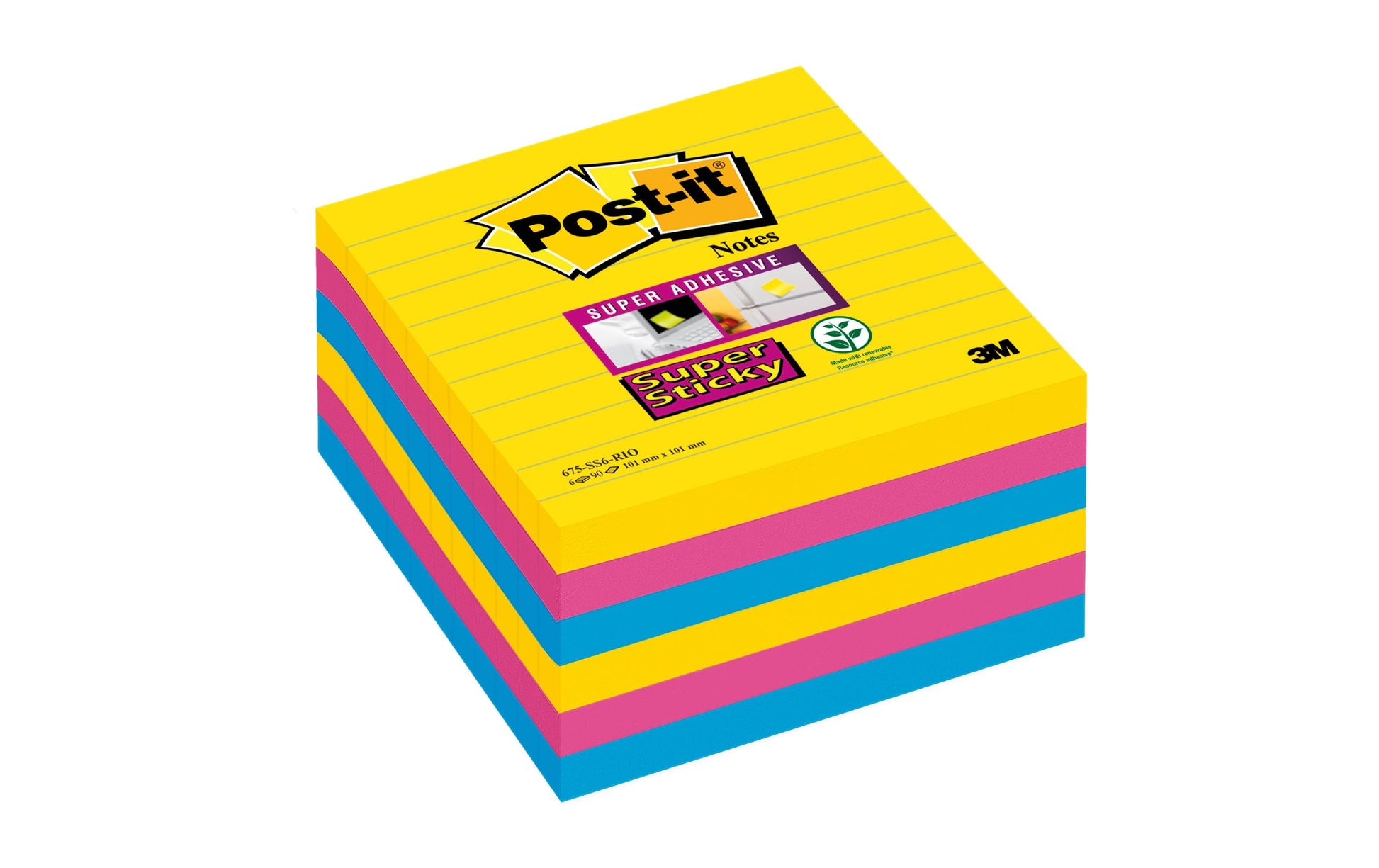 Post-it Super Sticky Haftnotizen – 100×100 mm – gelb, 6er-Pack, PEFC