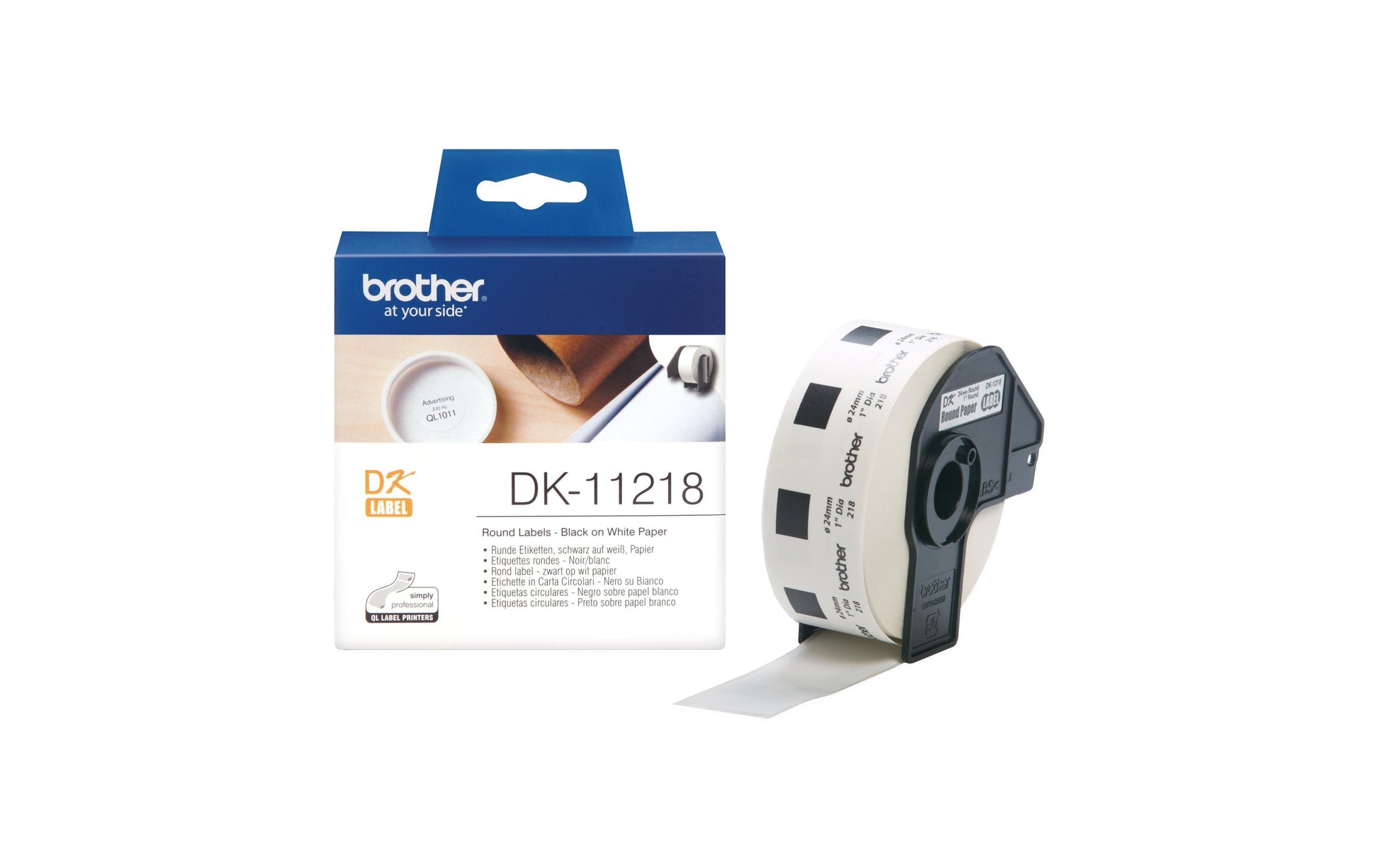 Brother Etiketten, Ø 24 mm, weiss, Papier, permanent, 1000 Etiketten