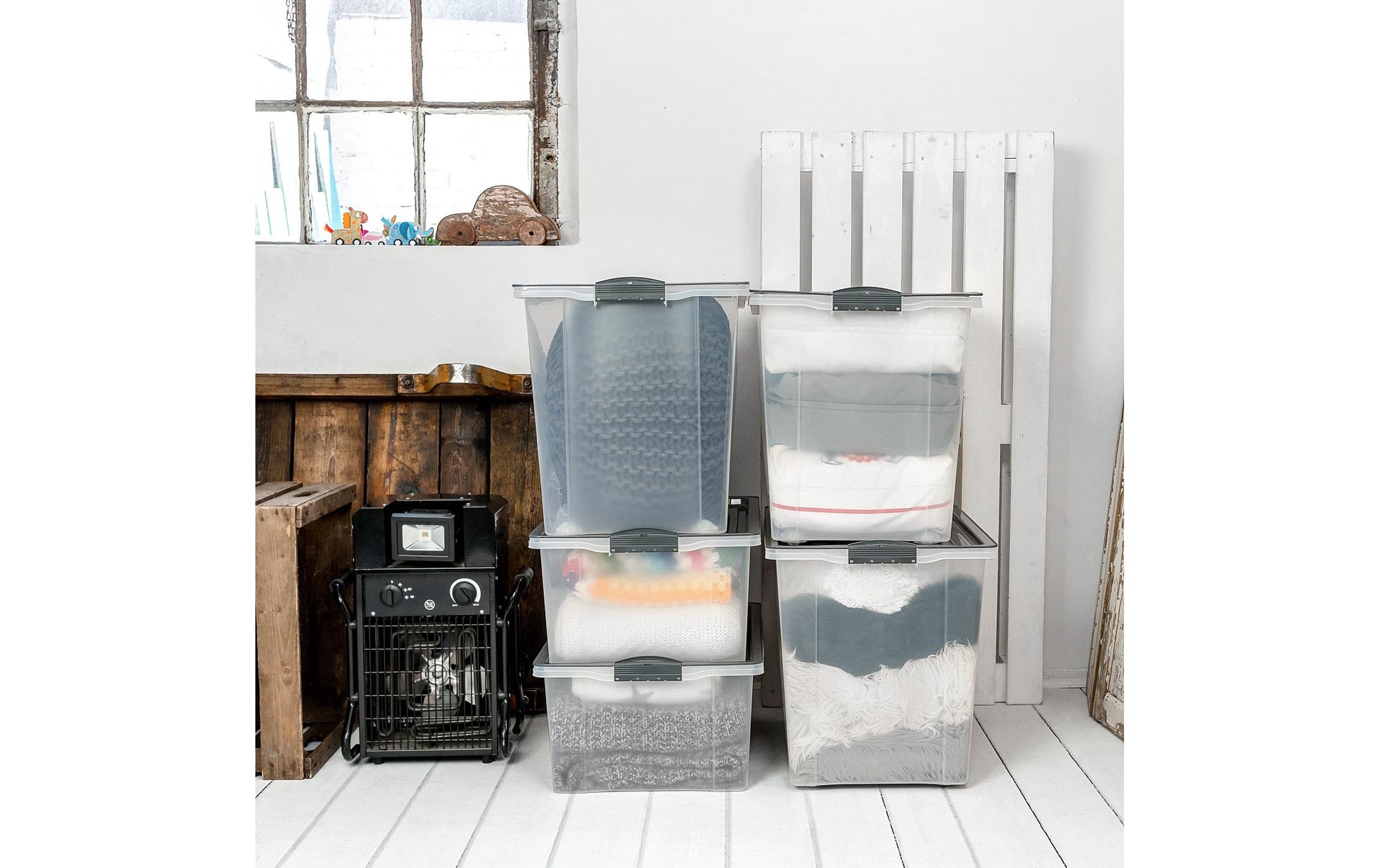 Rotho Kompakte Aufbewahrungsbox 38 l (mit Deckel) – Polypropylen – Anthrazit – 400 × 250 × 570 mm