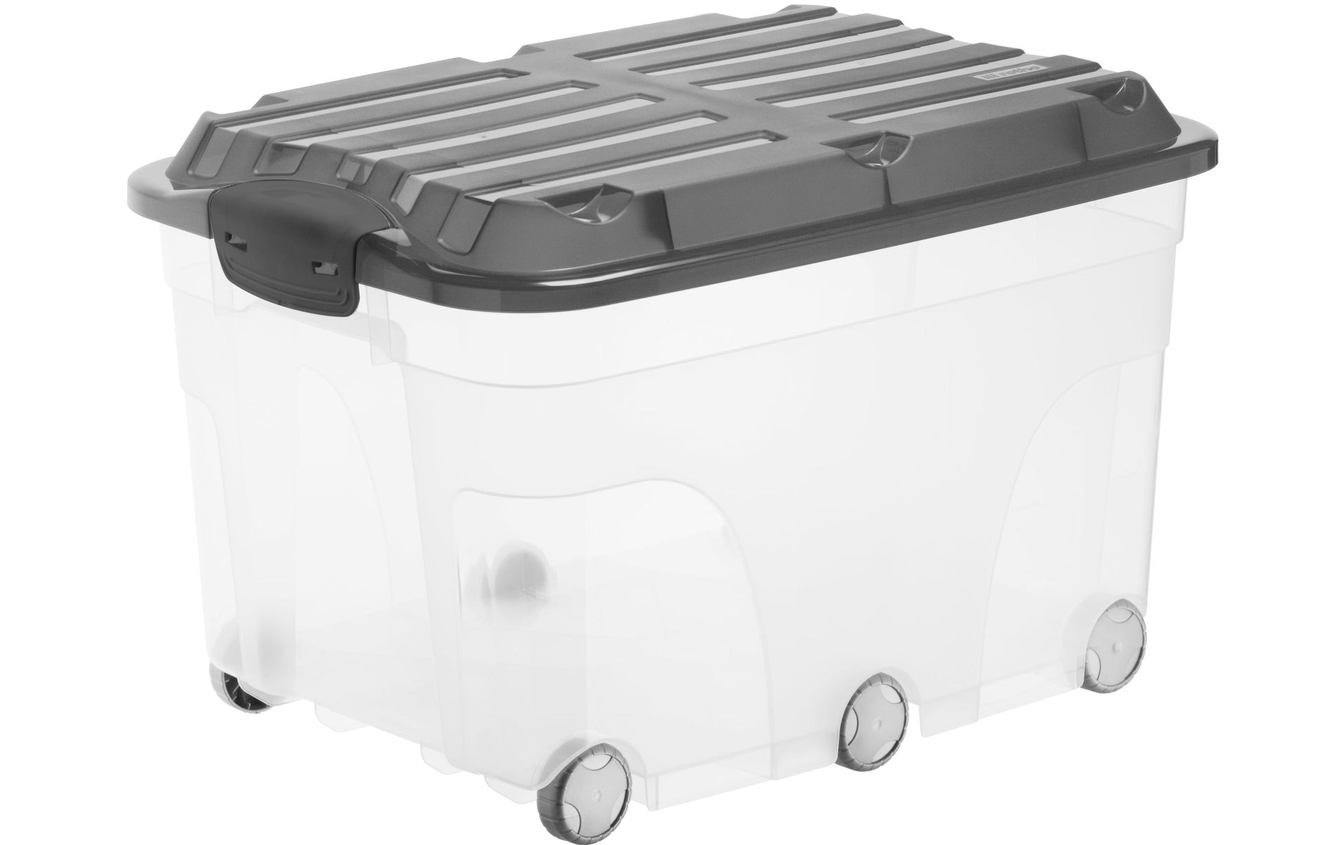 Rotho Rollerbox 6 Aufbewahrungsbox 57 l (mit Deckel) – Polypropylen – Anthrazit/Transparent