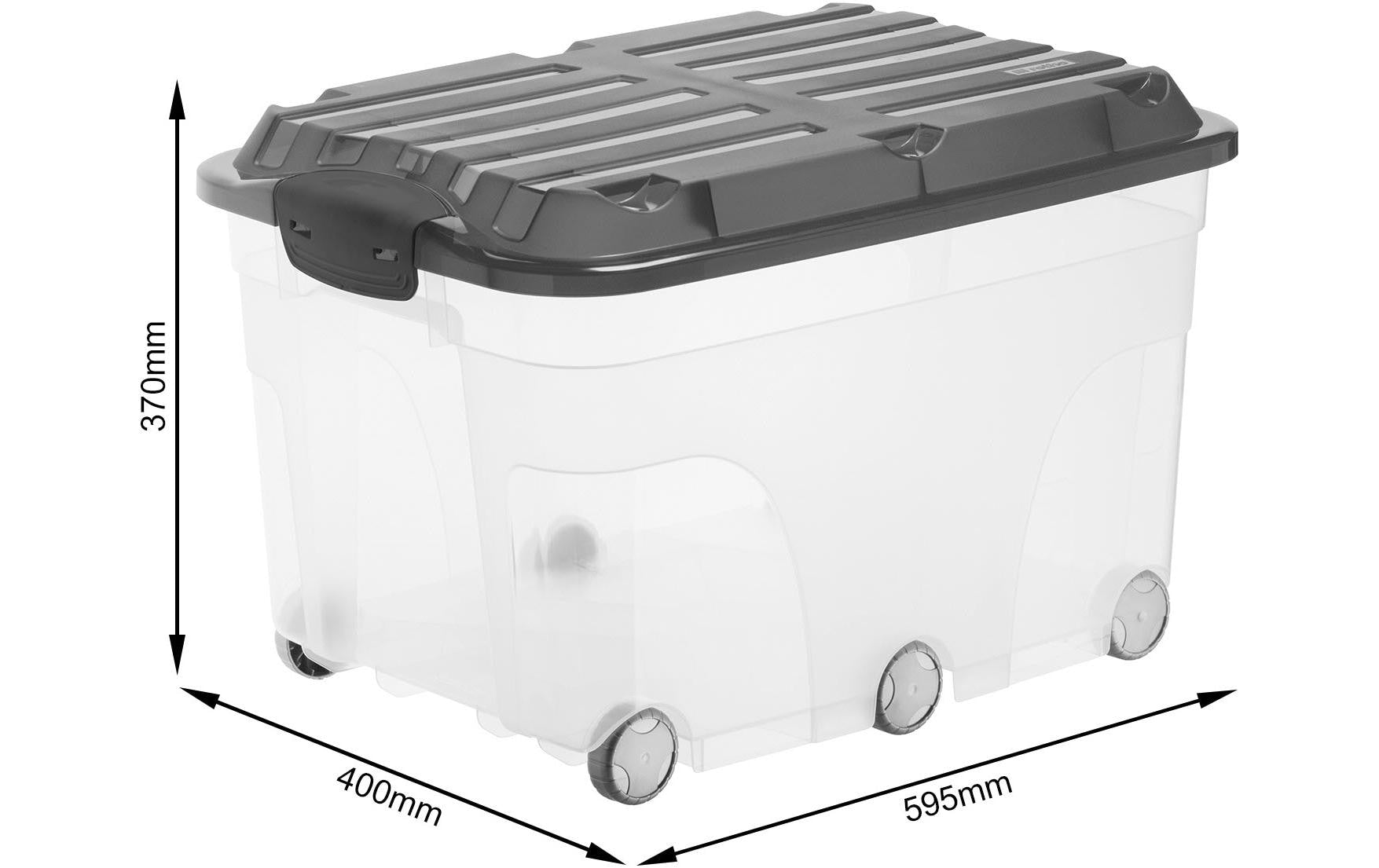 Rotho Rollerbox 6 Aufbewahrungsbox 57 l (mit Deckel) – Polypropylen – Anthrazit/Transparent