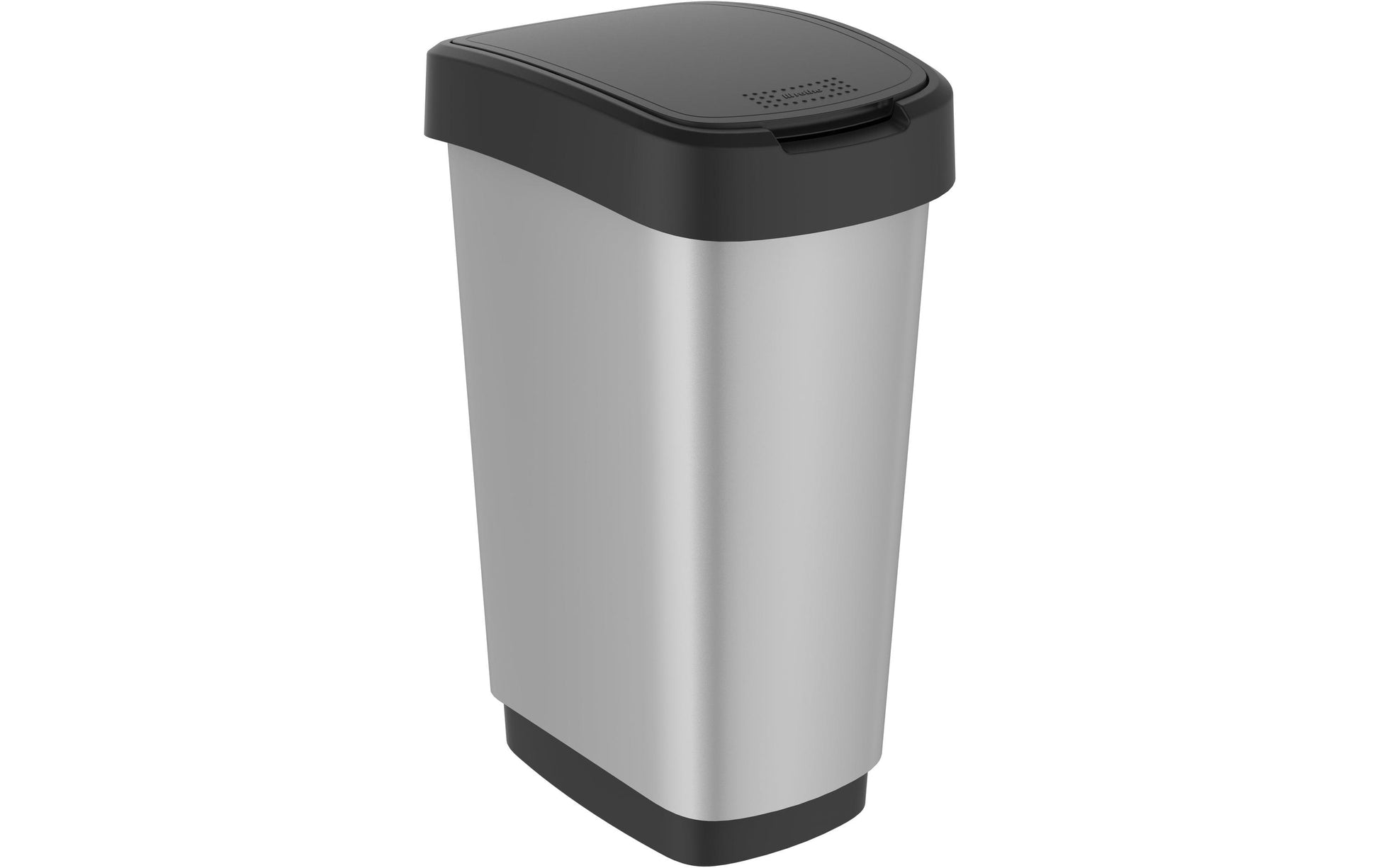 Rotho Schwingdeckel-Abfalleimer Art Twist – 50 l – Kunststoff (PP), rechteckig – Silber