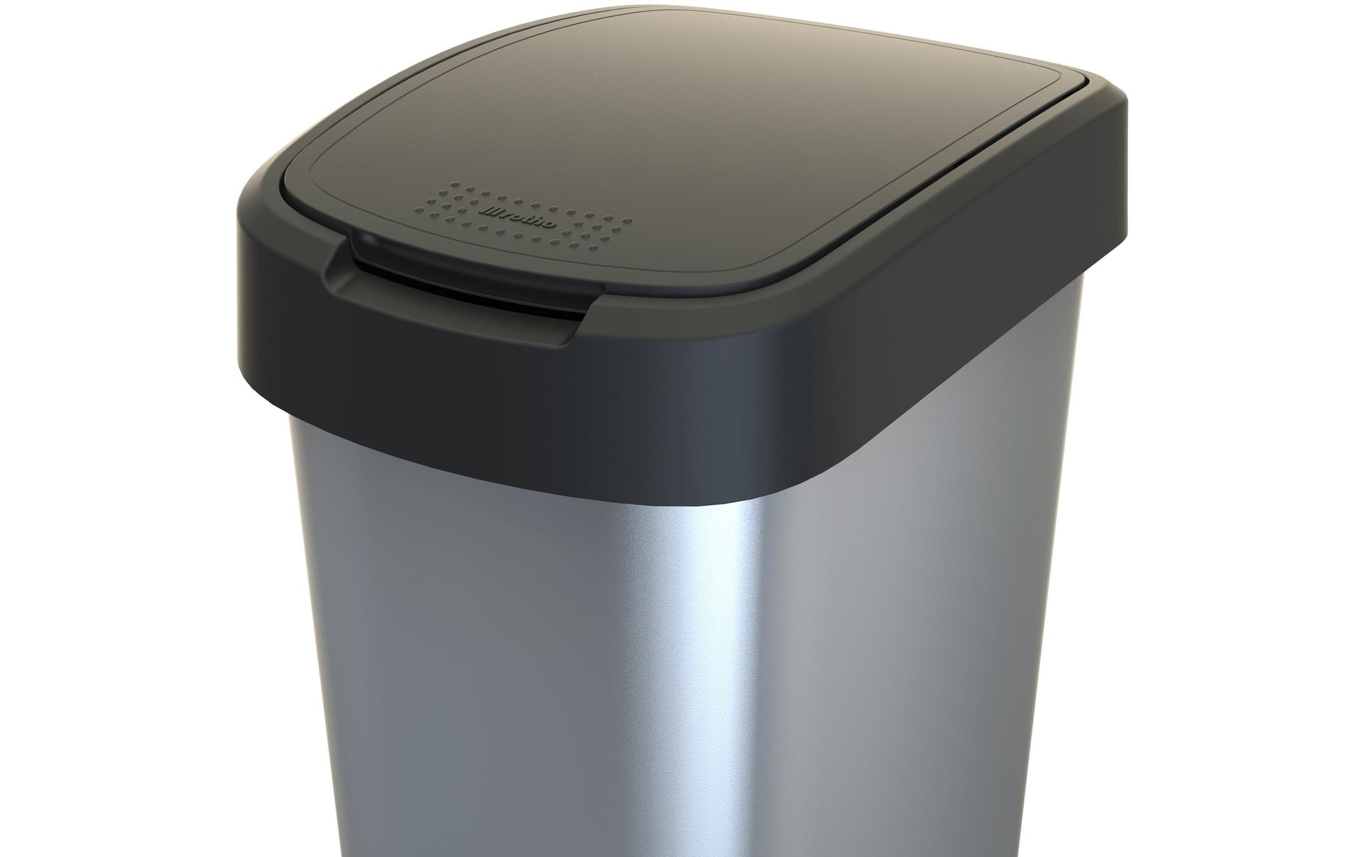Rotho Schwingdeckel-Abfalleimer Art Twist – 50 l – Kunststoff (PP), rechteckig – Silber
